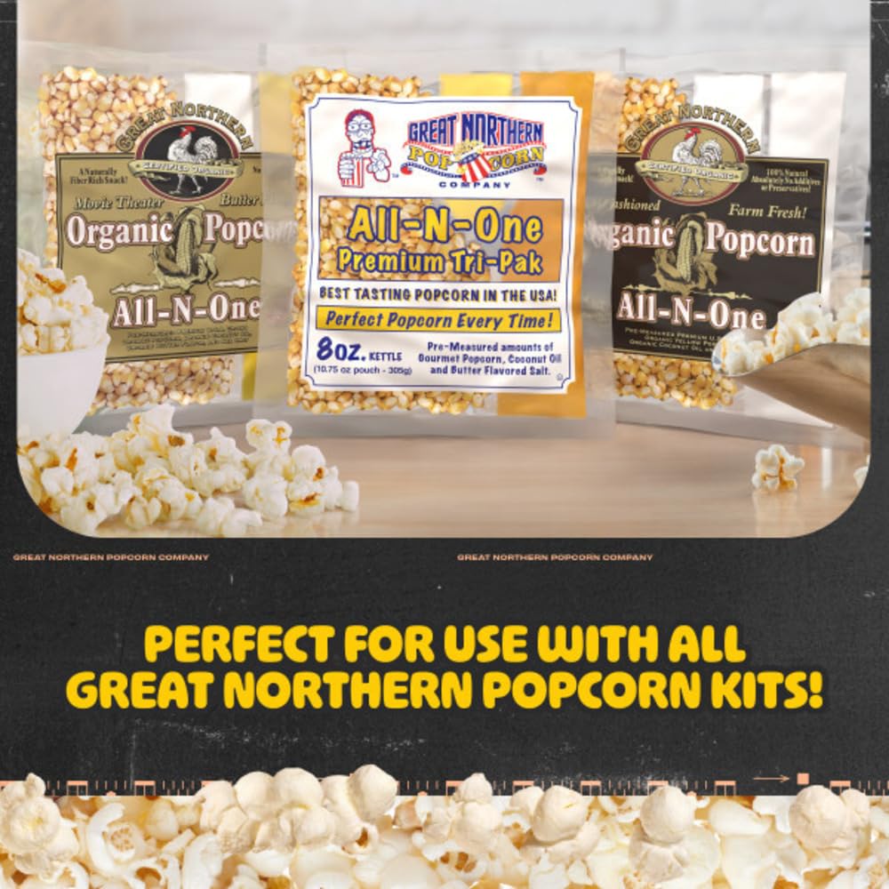 Great Northern Popcorn Matinee 8oz Popcorn Machine with Stainless Steel Kettle - Red Commercial Popcorn Popper with Reject Kernel Tray, Warming Light & Accessories for Movie Nights, Parties & Home Theater Snacks