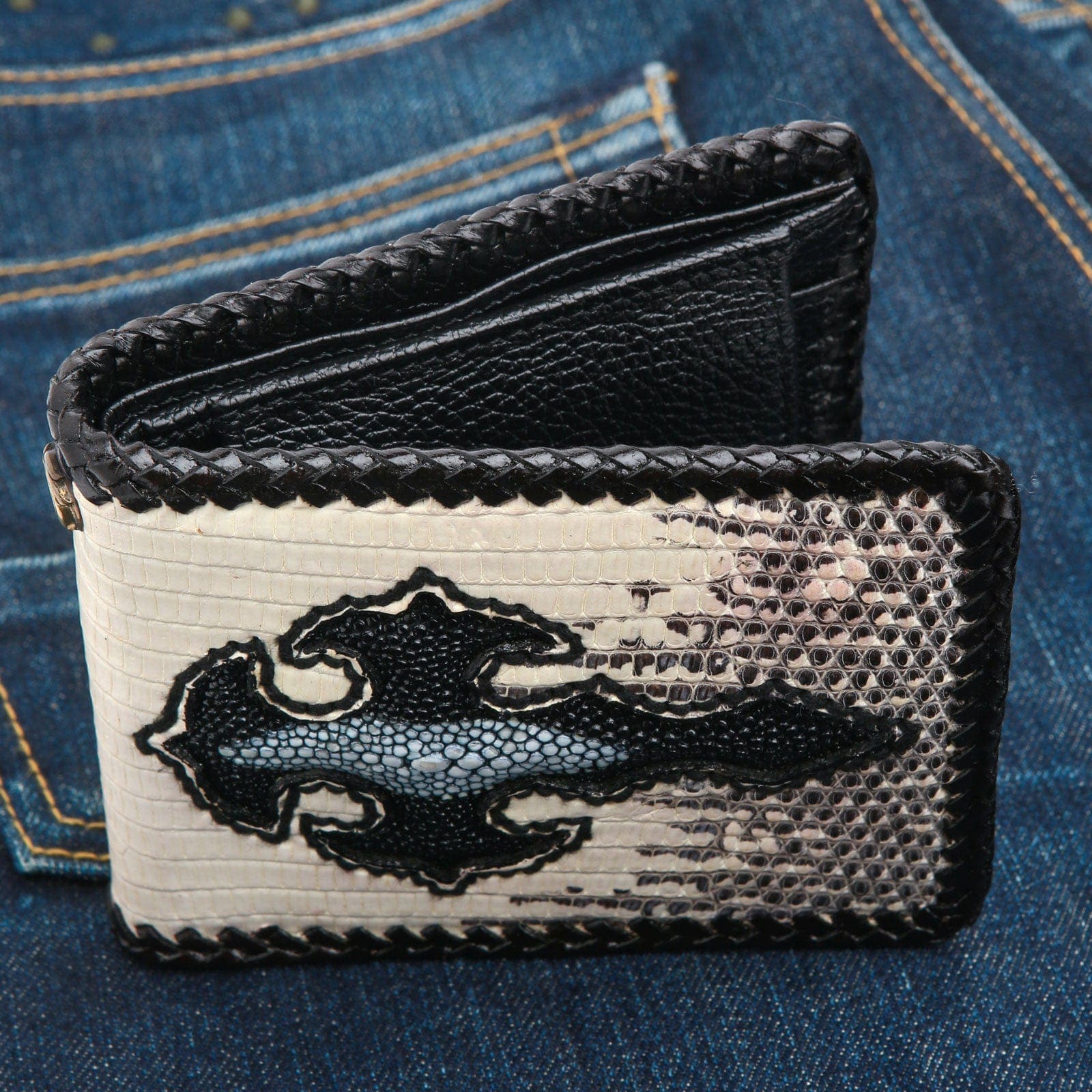 Gothic Grey Genuine Leather Bifold Biker Wallet for Men - Slim RFID Blocking Motorcycle Wallet with ID Window & Card Slots - Perfect for Riding, Travel & Everyday Use