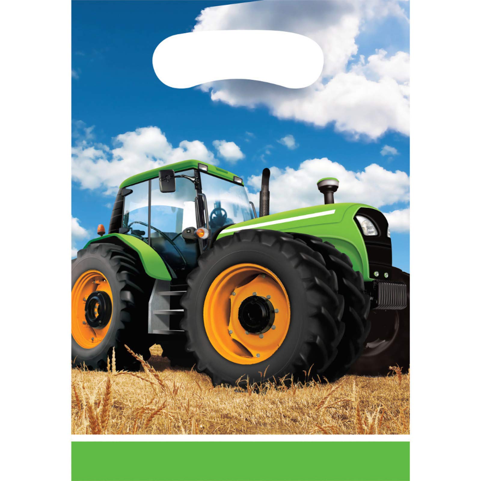 Creative Converting Tractor Time Party Favor Bags - 8 Count Farm Theme Goodie Bags for Kids Birthday, Baby Shower & Themed Events - Perfect for Farm Animal, Tractor & Country Decorations