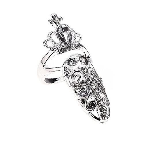 2PCS Bowknot Nail Rings - Crystal Flower Crown Nail Art Charms for DIY Nail Decoration (Stone Color: 8) | Perfect for Wedding, Party, and Special Occasion Nail Designs