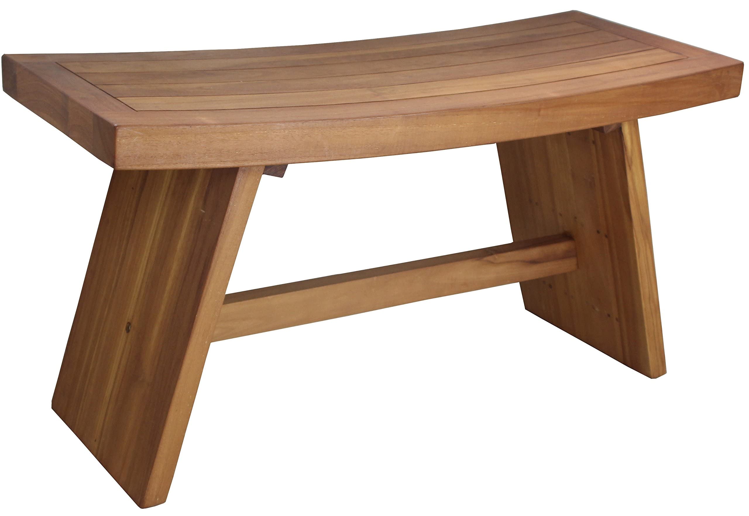 AquaTeak 36 Inch Asian Teak Shower Bench - Premium Waterproof Bathroom Seating for Spa, Sauna & Elderly Safety