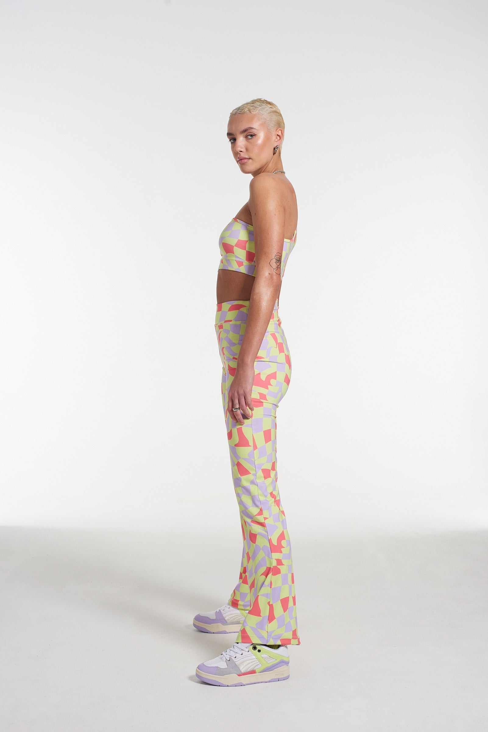 Puma X The Ragged Priest All Over Print Flared Pants - Trendy High Waist Bell Bottom Trousers for Women | Perfect for Casual Wear, Music Festivals & Retro Fashion Outfits
