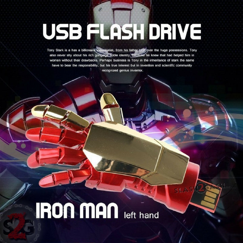 Iron Man USB Flash Drive 2.0 - 16GB Movable Hand with LED Light - Cool Superhero Gadget for Marvel Fans, Collectors & Tech Gifts - Perfect for Cosplay, Office Use & Data Storage