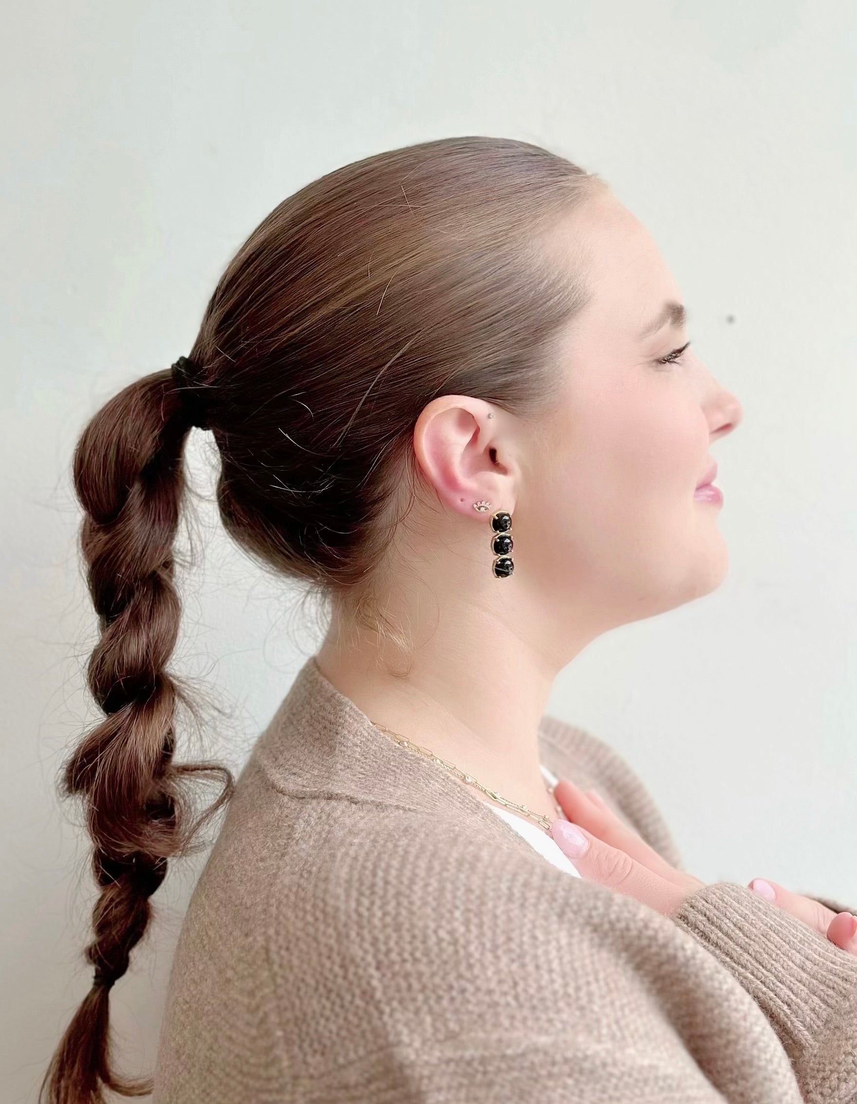 Amare Wear Triple Black Onyx Statement Earrings for Women | Elegant Gothic Jewelry for Parties, Weddings & Special Occasions