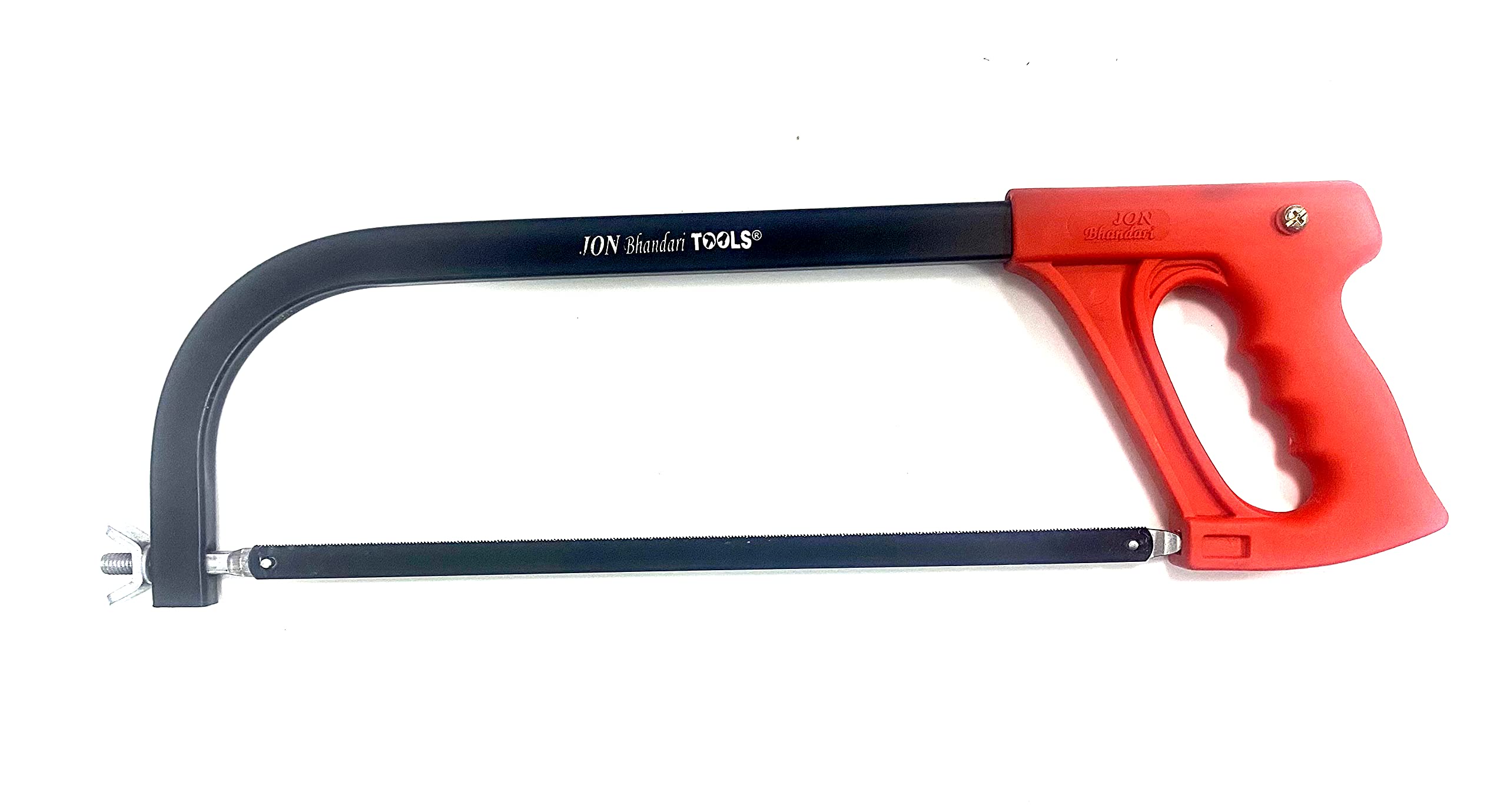 Jon Bhandari 12 Inch Rectangular Hacksaw Frame with Comfortable Plastic Handle & Durable Mild Steel Blade - Perfect for DIY Projects, Metal Cutting, and Home Repairs