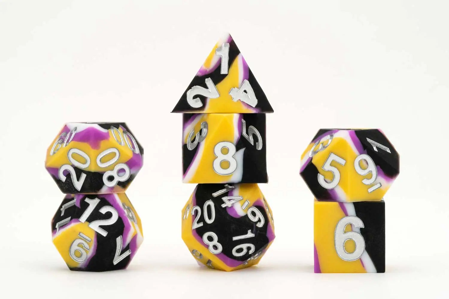 7ct Sharp Edge Silicone Pride Dice Set - 9 Vibrant Color Options for D&D, RPG & Tabletop Gaming - Perfect for LGBTQ+ Pride Events & Gamer Gifts