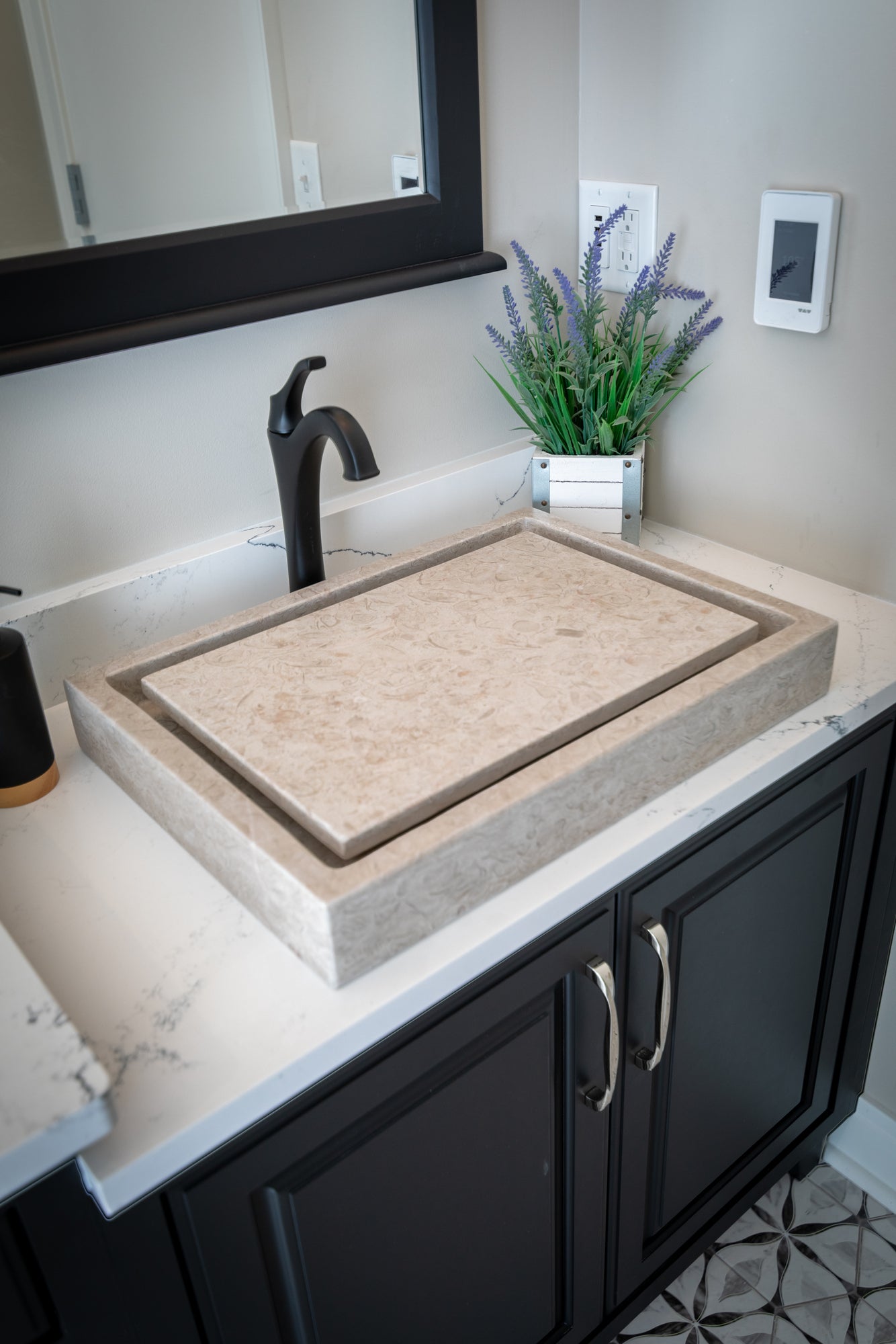 Luxury Rectangular Infinity Pool Sink - Premium Polished Penny Grey Marble for Modern Bathroom & Spa | Elegant Vanity Basin for Contemporary Home Design