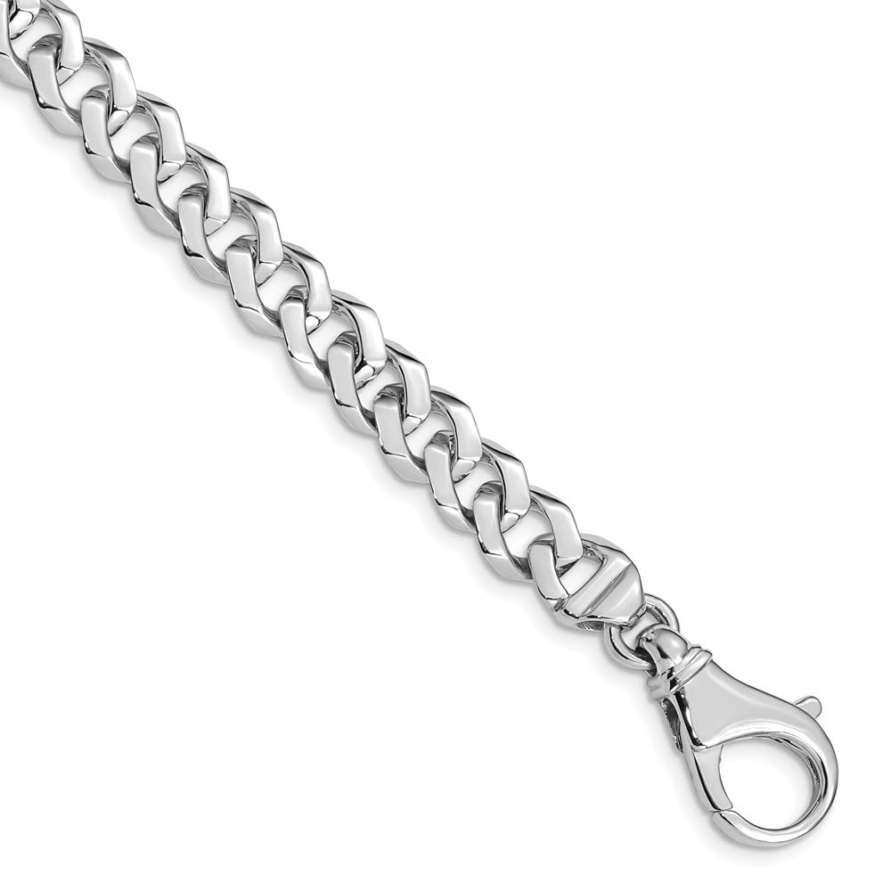 14K White Gold 8mm Fancy Link Anklet - 9 Inch Diamond2Deal Elegant Ankle Bracelet for Women | Perfect for Beach, Party & Everyday Wear