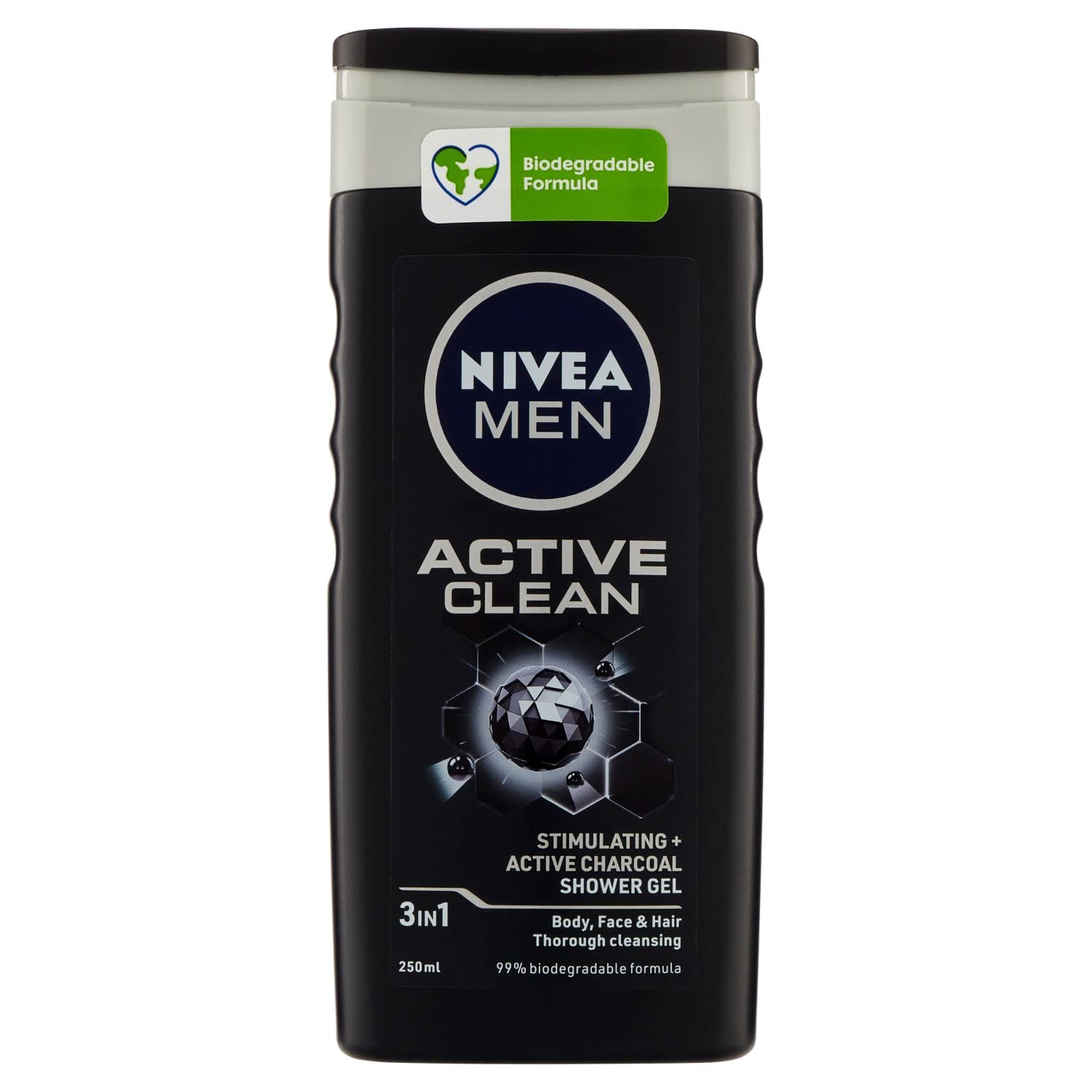 Nivea Men Active Clean Shower Shampoo for Men - 3 Pack (250ml Each) | Refreshing Daily Hair & Body Wash for Gym, Travel & Active Lifestyles