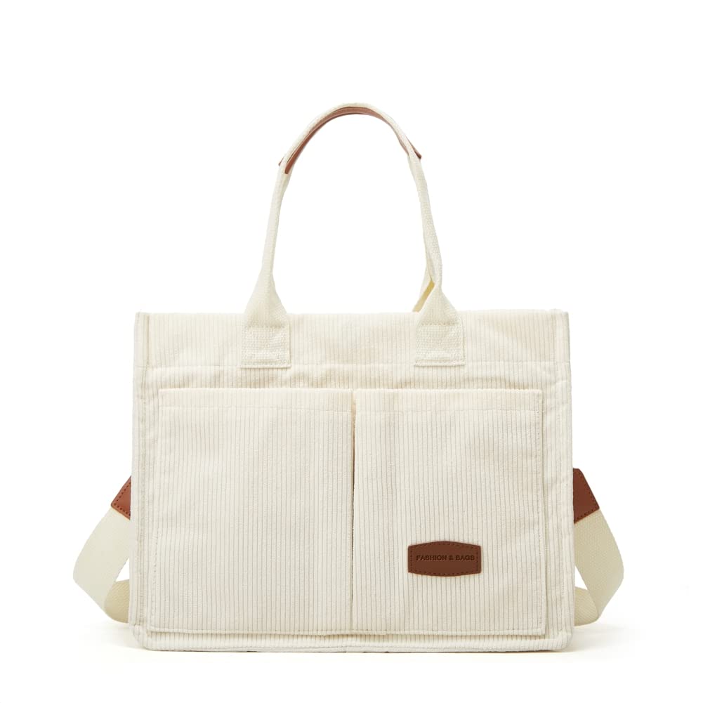 Stylish Women's Corduroy Tote Bag - Fashionable Casual Hobo Messenger Shoulder Bag with Multiple Pockets | Perfect for Work, Shopping & Travel Accessories