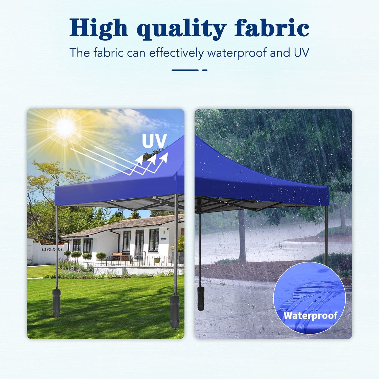 10x10 Pop Up Canopy Tent - White Instant Shelter with UV Protection, Easy Setup Straight Legs, Portable Carry Bag & Sand Bags - Perfect for Outdoor Events, Camping, Beach, Picnics & Commercial Use (Blue)
