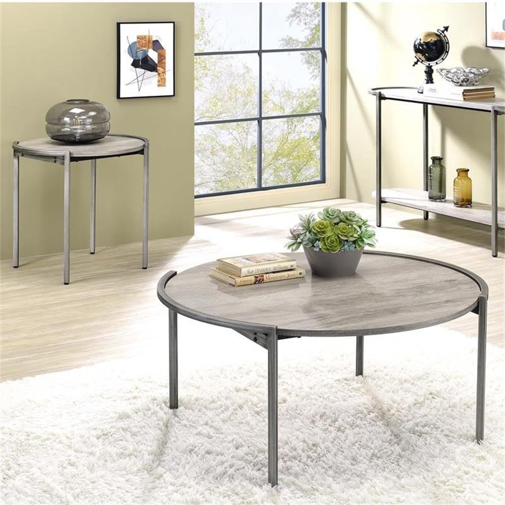 Mordicai Metal Coffee Table Set - Light Gray for Living Room Decor