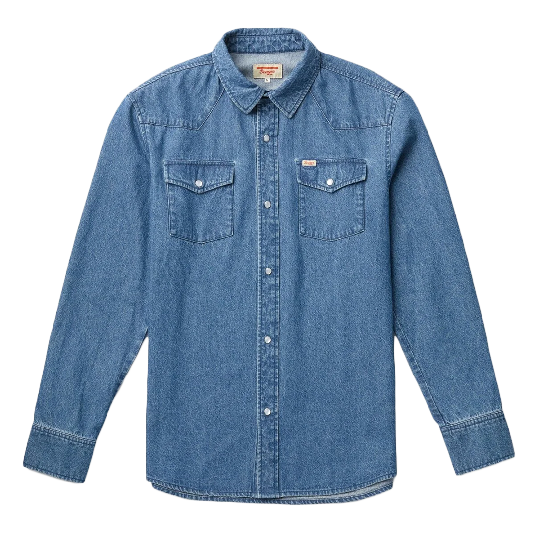 Seager Reagan Pearl Snap Vintage Wash Western Shirt for Men - Classic Cowboy Style for Casual Wear & Country Events