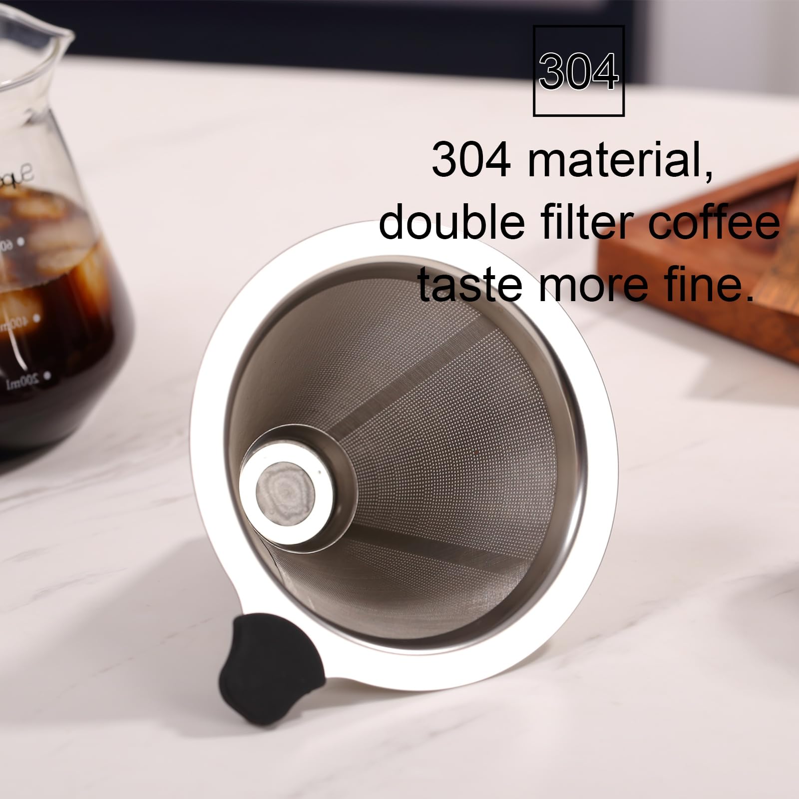 Premium 600ml Glass Coffee Maker - High Borosilicate Glass with Stainless Steel Filter - Manual Pour Over Coffee Carafe (Non-Electric) - Perfect for Home Brewing, Office Use & Camping Trips