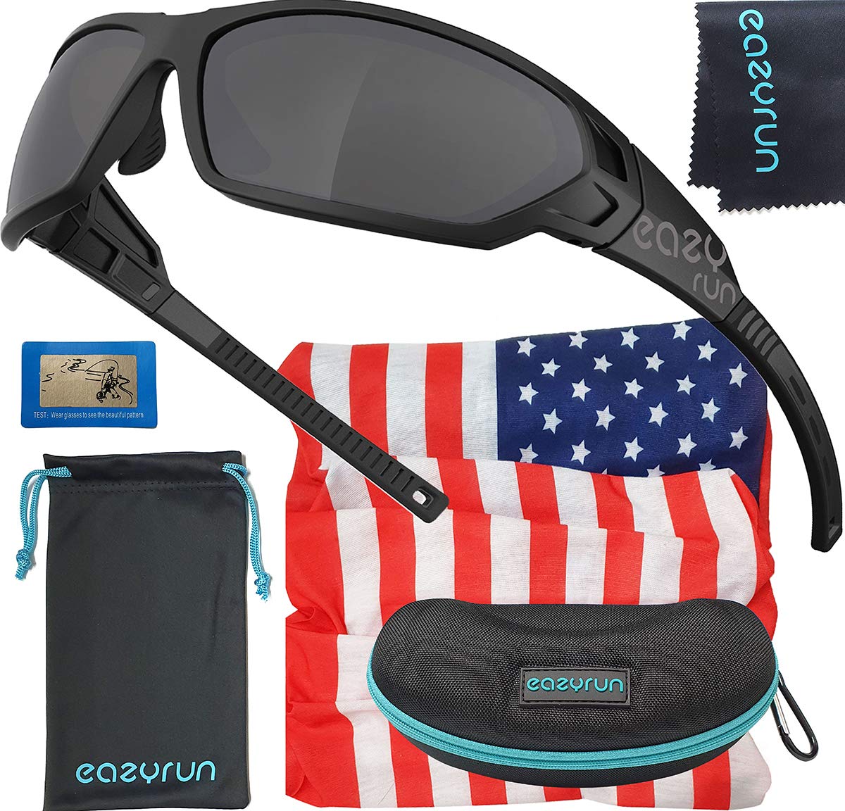 EAZYRUN HD Polarized Sunglasses for Women & Men - UV Protection Sport Sunglasses for Running, Cycling, Fishing, Driving, Hiking & Outdoor Activities | Perfect for Beach, Travel & Daily Wear