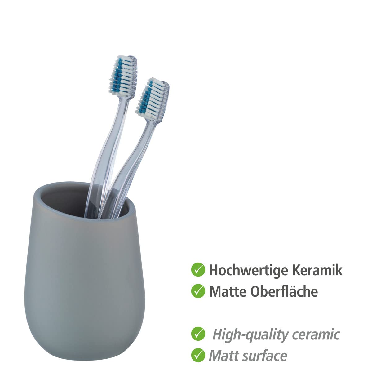 Wenko Badi Toothbrush Cup Holder - Organize Toothbrushes & Toothpaste for Bathroom Countertop - Perfect for Small Spaces, Dorm Rooms & Travel Accessories