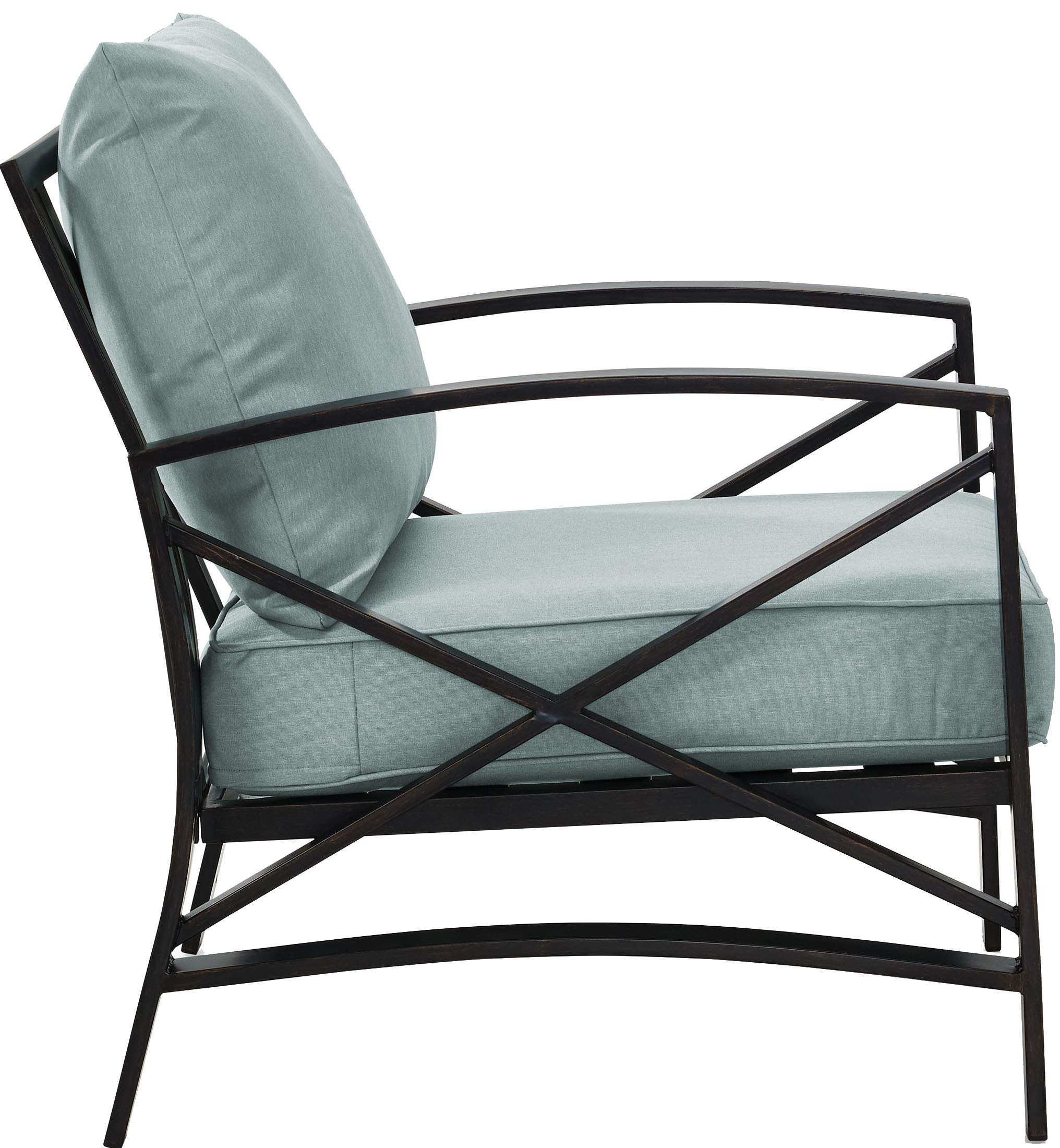Crosley Furniture Kaplan Outdoor Patio Chair - Oiled Bronze Finish with Mist Cushions - Perfect for Conversation Sets, Porch, Deck, Balcony, Backyard & Garden Relaxation
