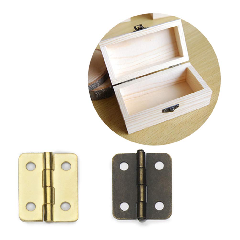 Healifty 20pcs 1:12 Scale Miniature Hinges for Dollhouse Furniture - Bronze Cabinet & Closet Hardware with 80 Screws - Perfect for DIY Dollhouse, Miniature Models, and Craft Projects