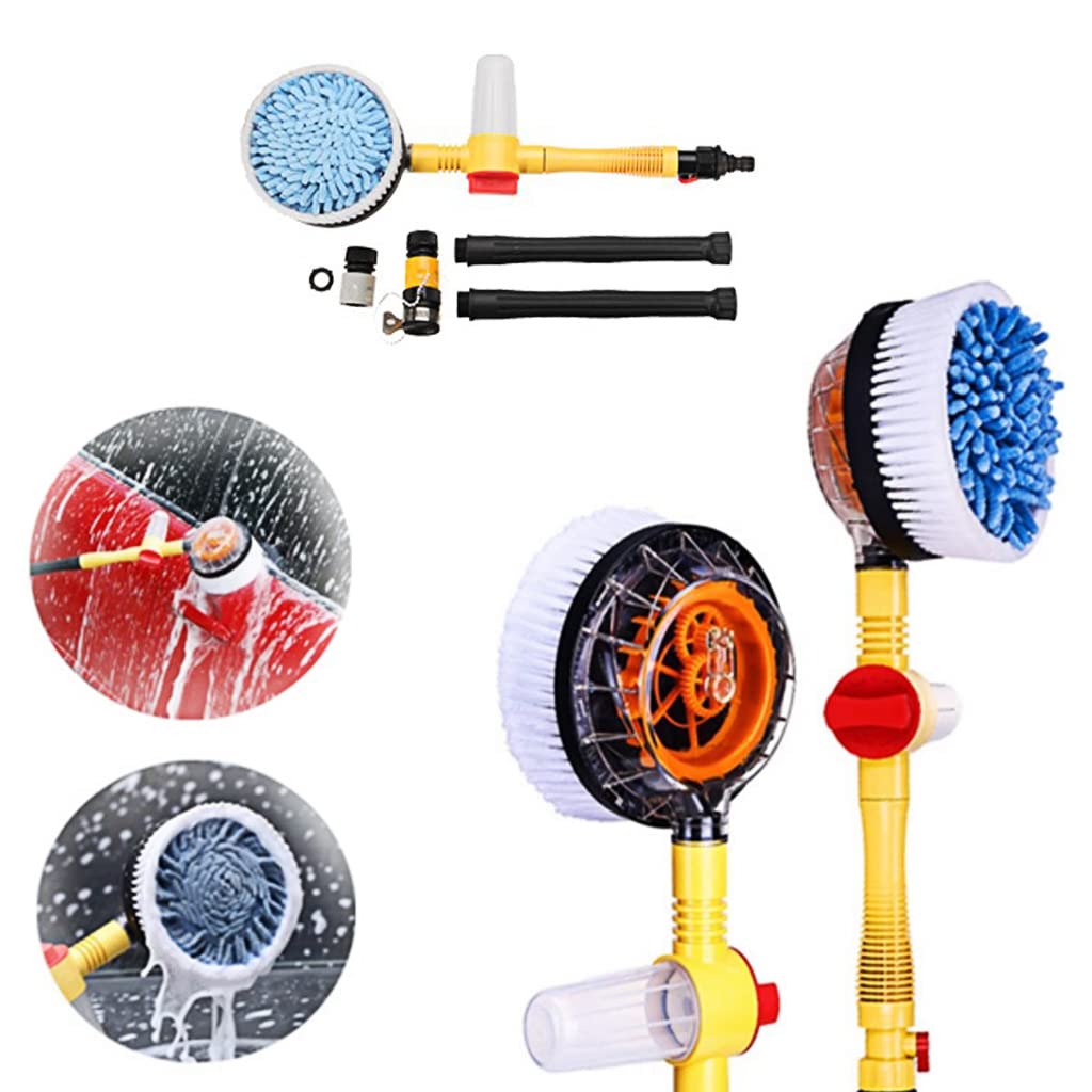 Meahyny Automatic Car Foam Brush - 360° Rotating Hard Spin Car Mop with Water Flow Switch | Portable Auto Cleaning Tool for Car Washing, Home Cleaning & Garden Use | Perfect for Driveway Detailing, Garage Cleaning & Outdoor Vehicle Maintenance