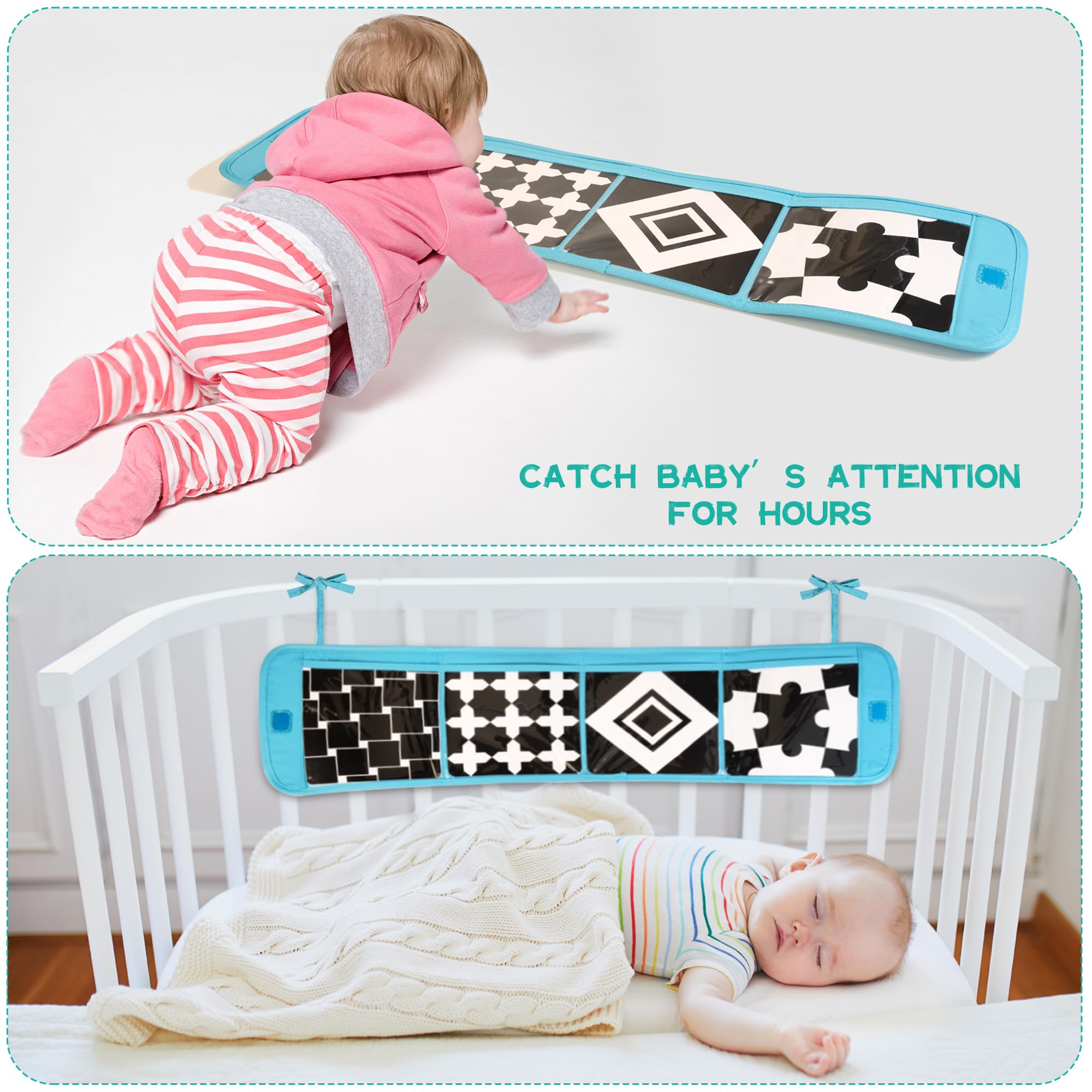Montessori Toys for Babies 0-6 Months | 8-in-1 Educational Sensory Toy Set for Newborns 0-3-6 Months | Includes Tissue Box, High Contrast Toys, Spinning Drum, Teether | Perfect for Early Learning & Playtime at Home or On-the-Go