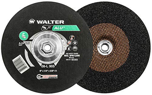 Walter 08L455 4-1/2 Inch Aluminum Grinding and Cutting Wheel - 10 Pack A-24-ALU Grit Abrasive Discs for Die Grinder - Metalworking, Fabrication, and DIY Projects