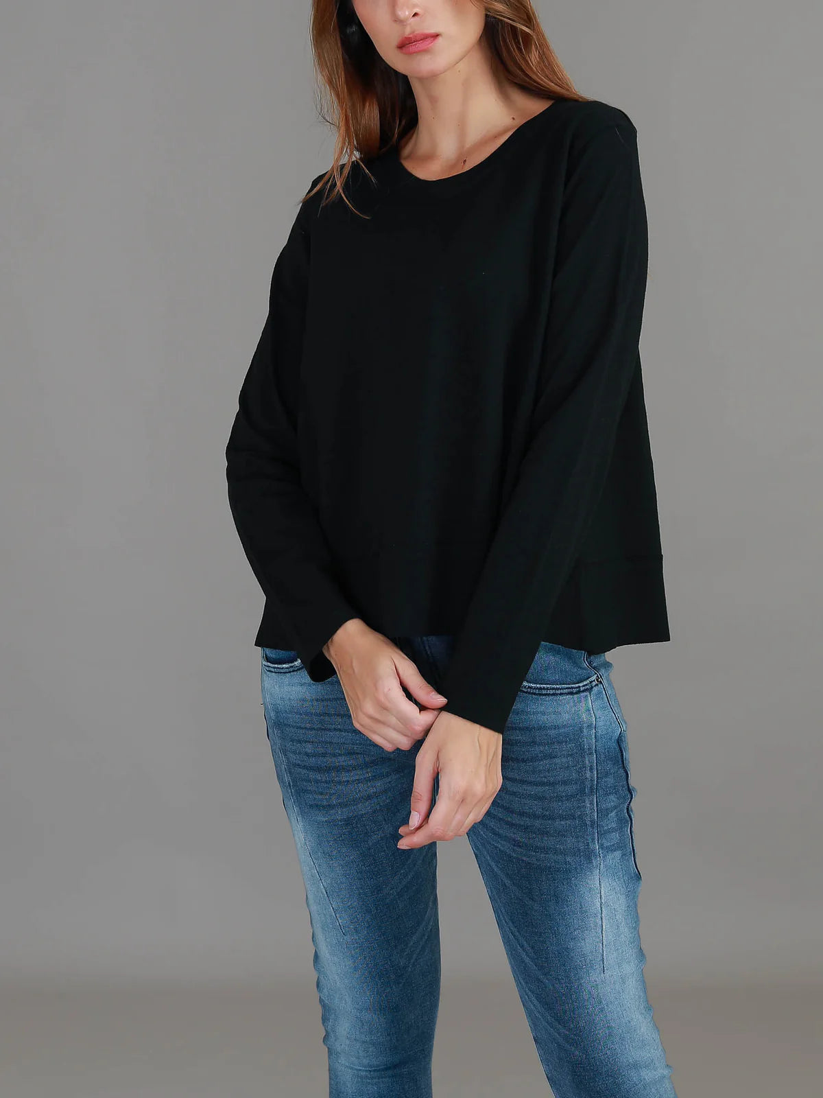 Sonya Women's Long Sleeve T-Shirt - Soft Cotton Basic Tee for Casual Wear (Black) | Perfect for Layering, Office Outfits & Everyday Comfort