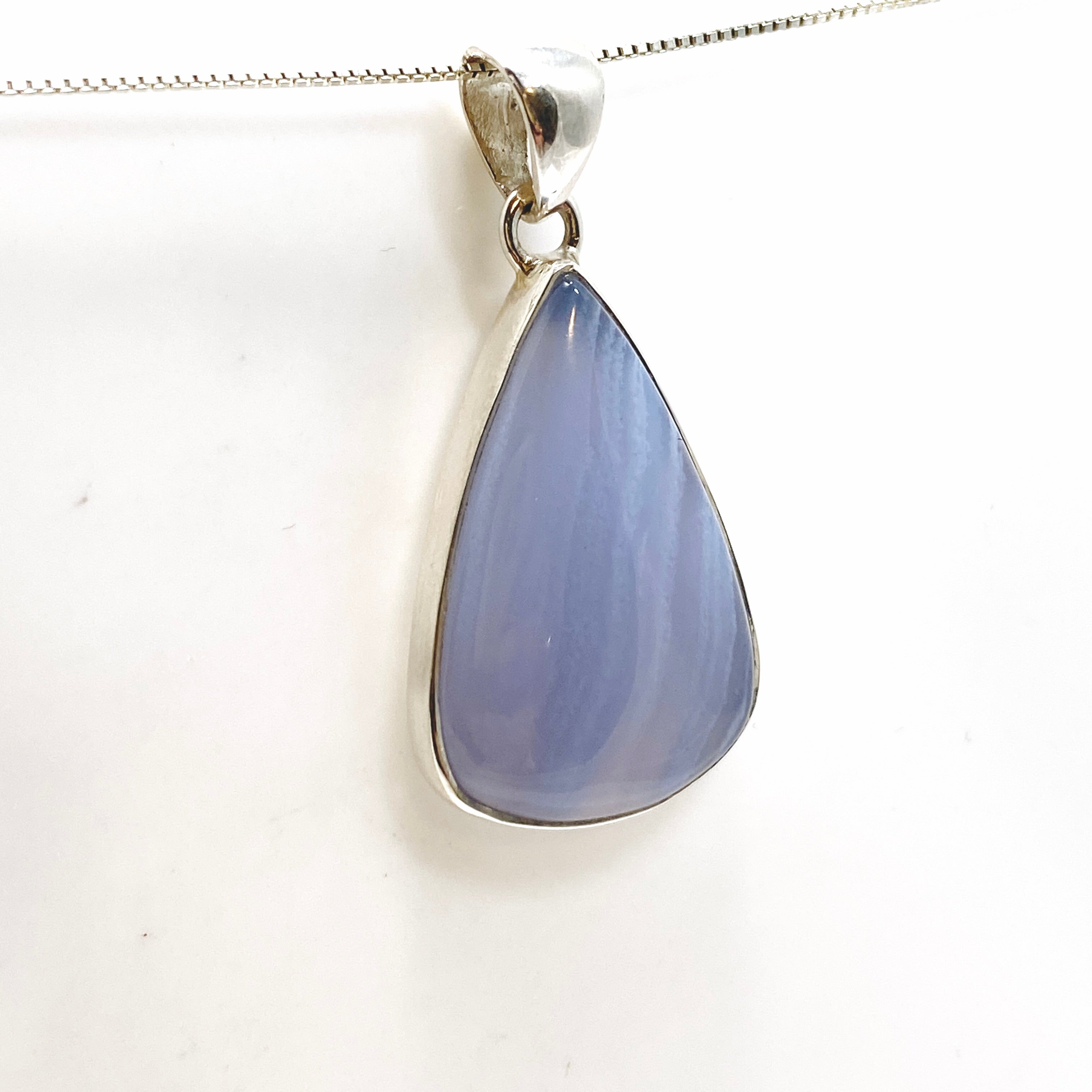 Blue Lace Agate Teardrop Cabochon Pendant KPGJ4828 - Natural Stone Jewelry for Women, Healing Crystal Necklace - Perfect for Meditation, Yoga & Spiritual Gifts