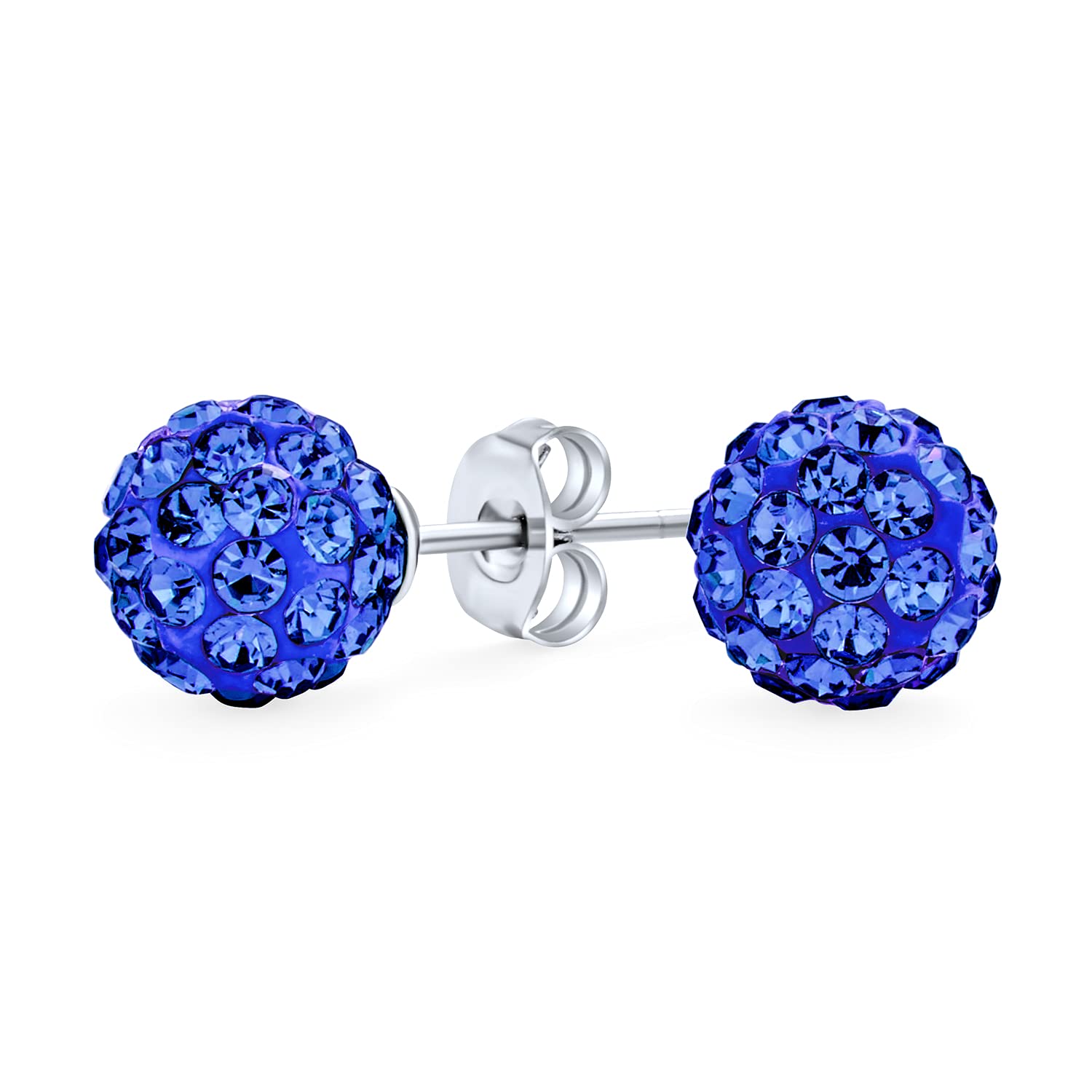 Sparkling .925 Sterling Silver 8MM Round Pave Crystal Disco Ball Stud Earrings for Women & Teens | Hypoallergenic Fashion Jewelry for Parties, Night Out & Special Occasions
