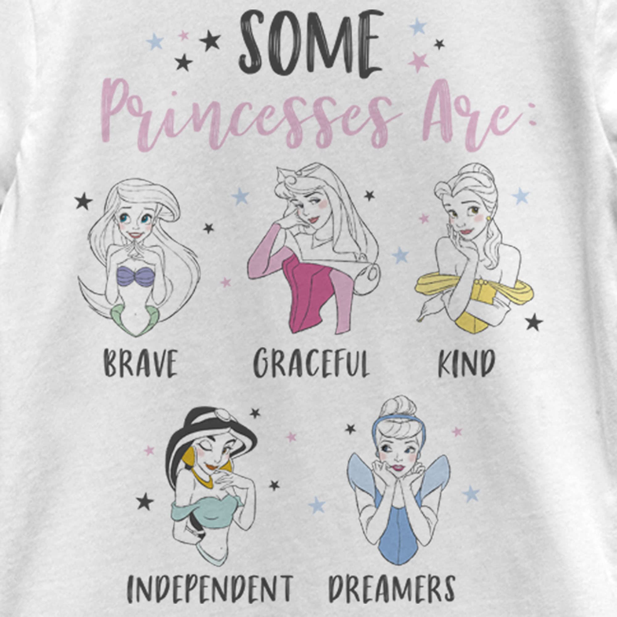 Disney Princess Girls' Solid Color Crew Neck T-Shirt - Soft Cotton Casual Top for Playdates, School & Everyday Wear