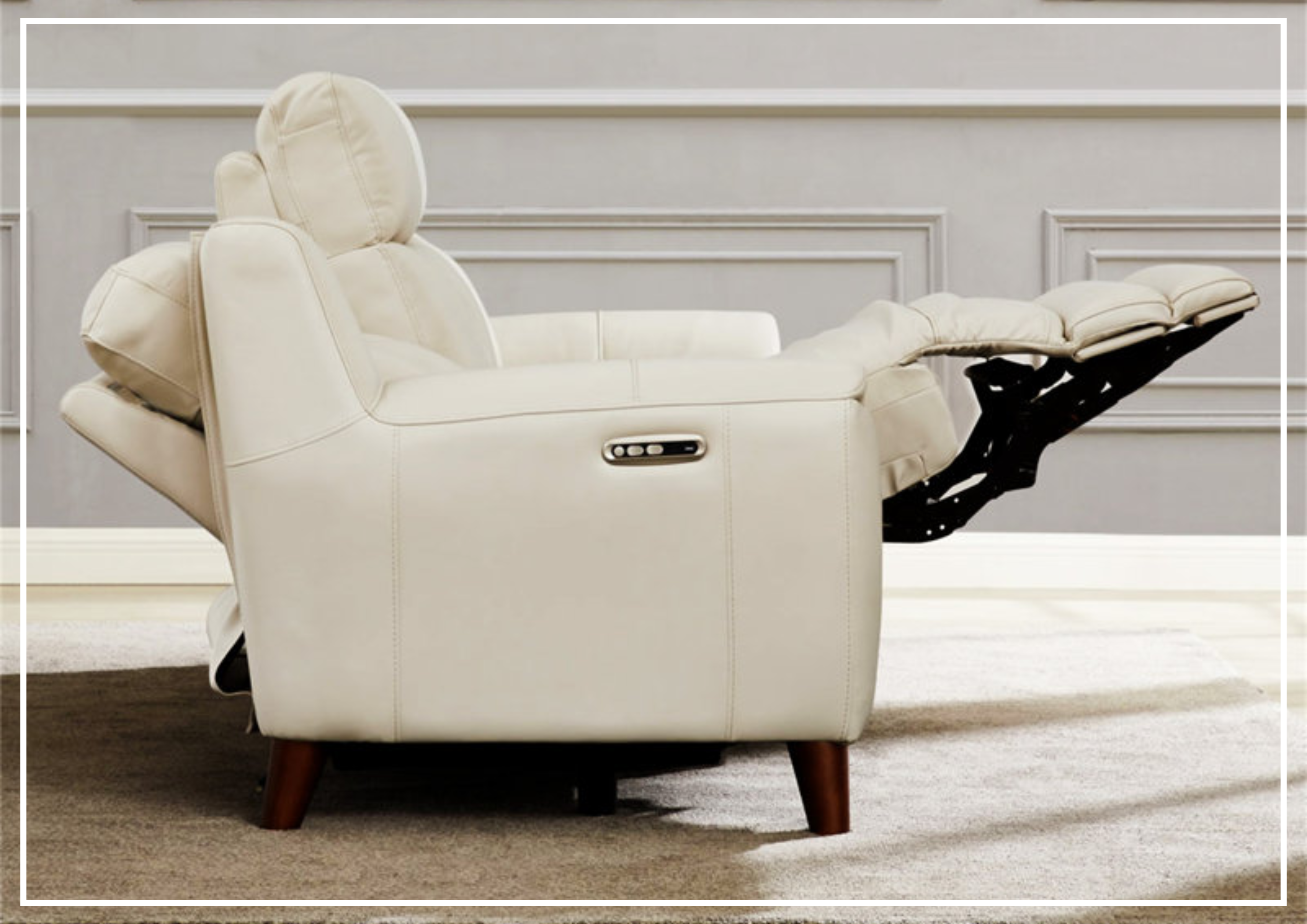 Hydeline Torino Top Grain Leather 2-Seater Power Recliner Sofa with Adjustable Headrest - Perfect for Living Room, Home Theater & Relaxation