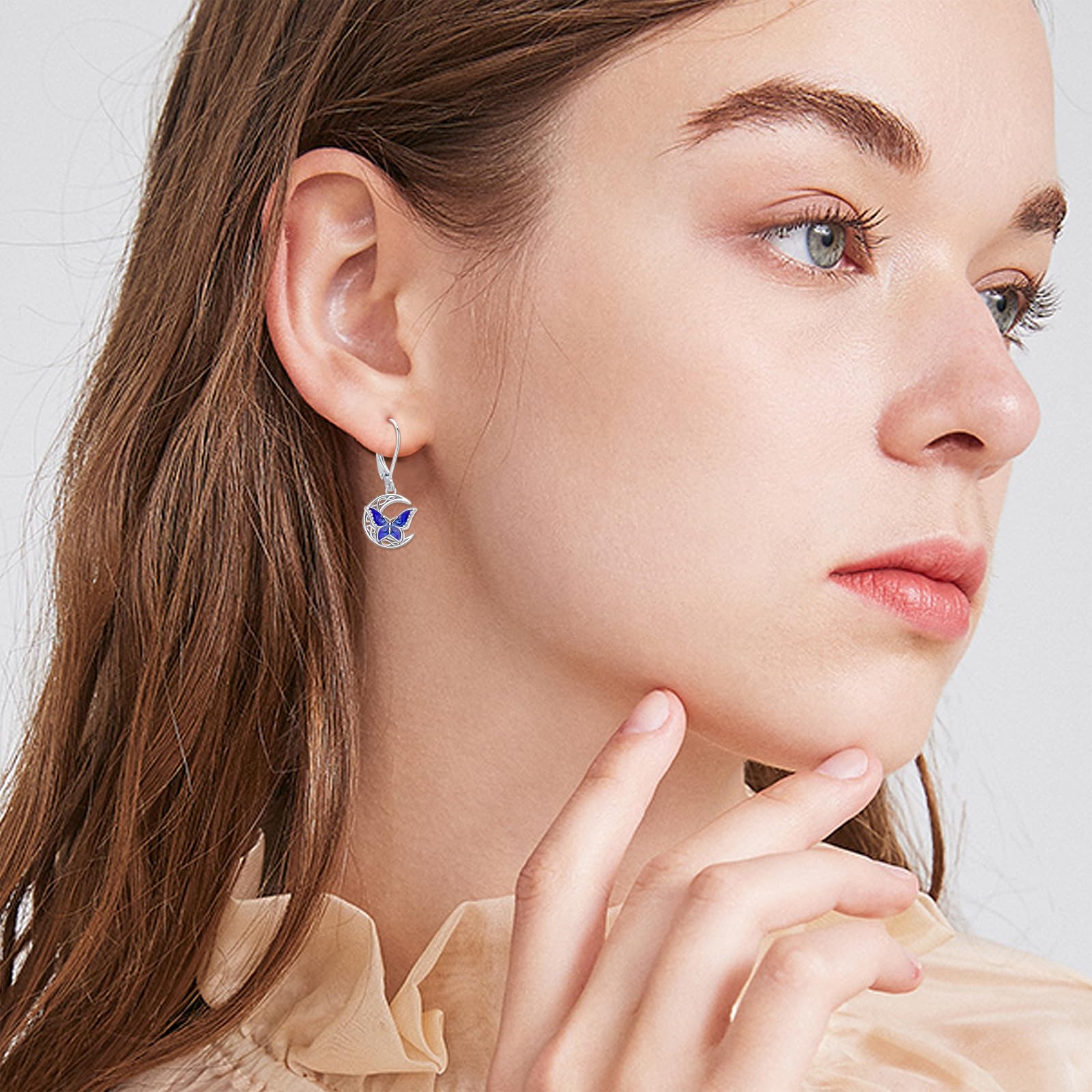 925 Sterling Silver Hypoallergenic Moonstone Dangle Earrings - Dragonfly, Butterfly, Hummingbird, Bee & Bat Leverback Designs | Animal Jewelry Gifts for Women | Perfect for Birthdays, Anniversaries & Everyday Wear