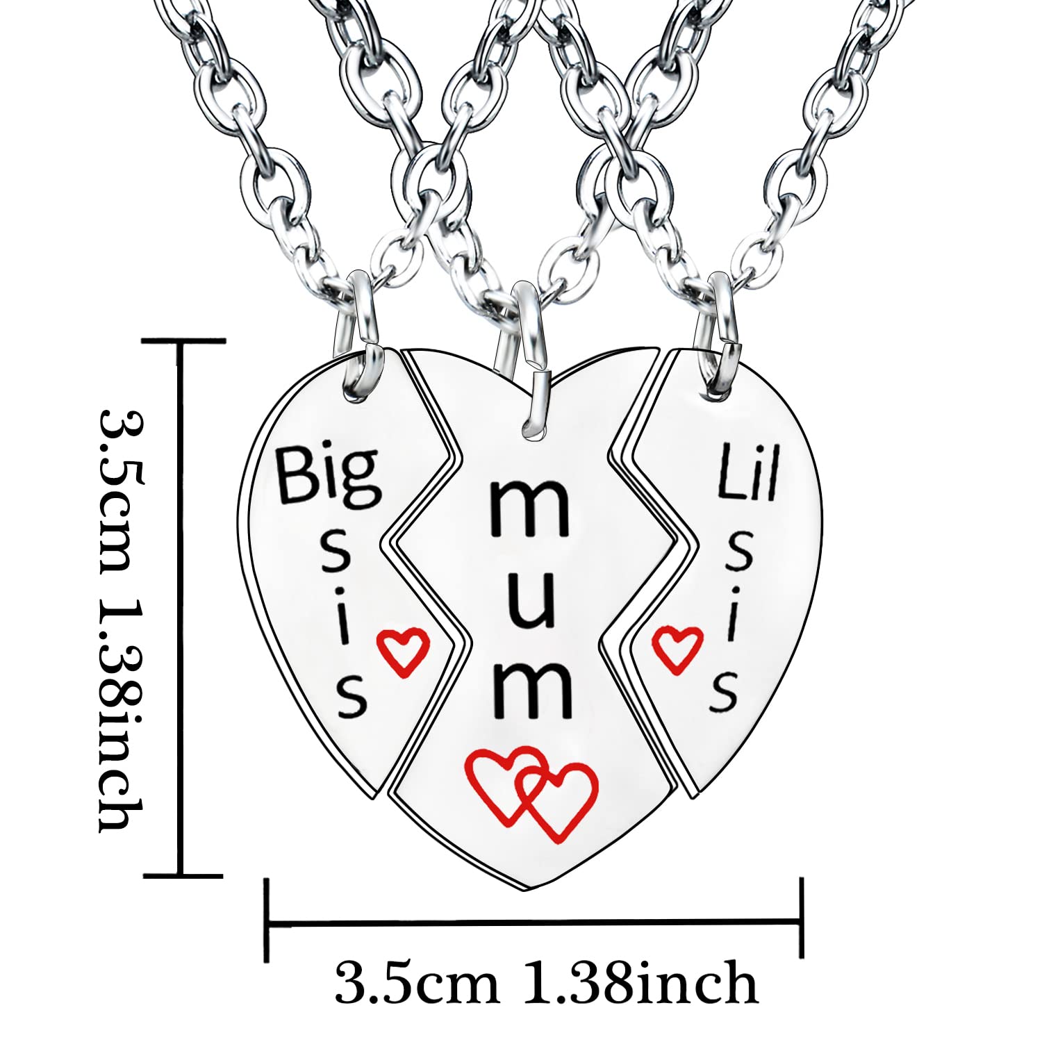 BESPMOSP 3-Piece Sterling Silver Mum Necklace Set - Sister Necklace Gift for Mom from Daughter, Big Sister & Little Sister - Perfect Mother's Day Jewelry Gift for Women | Ideal for Birthdays, Anniversaries & Special Occasions