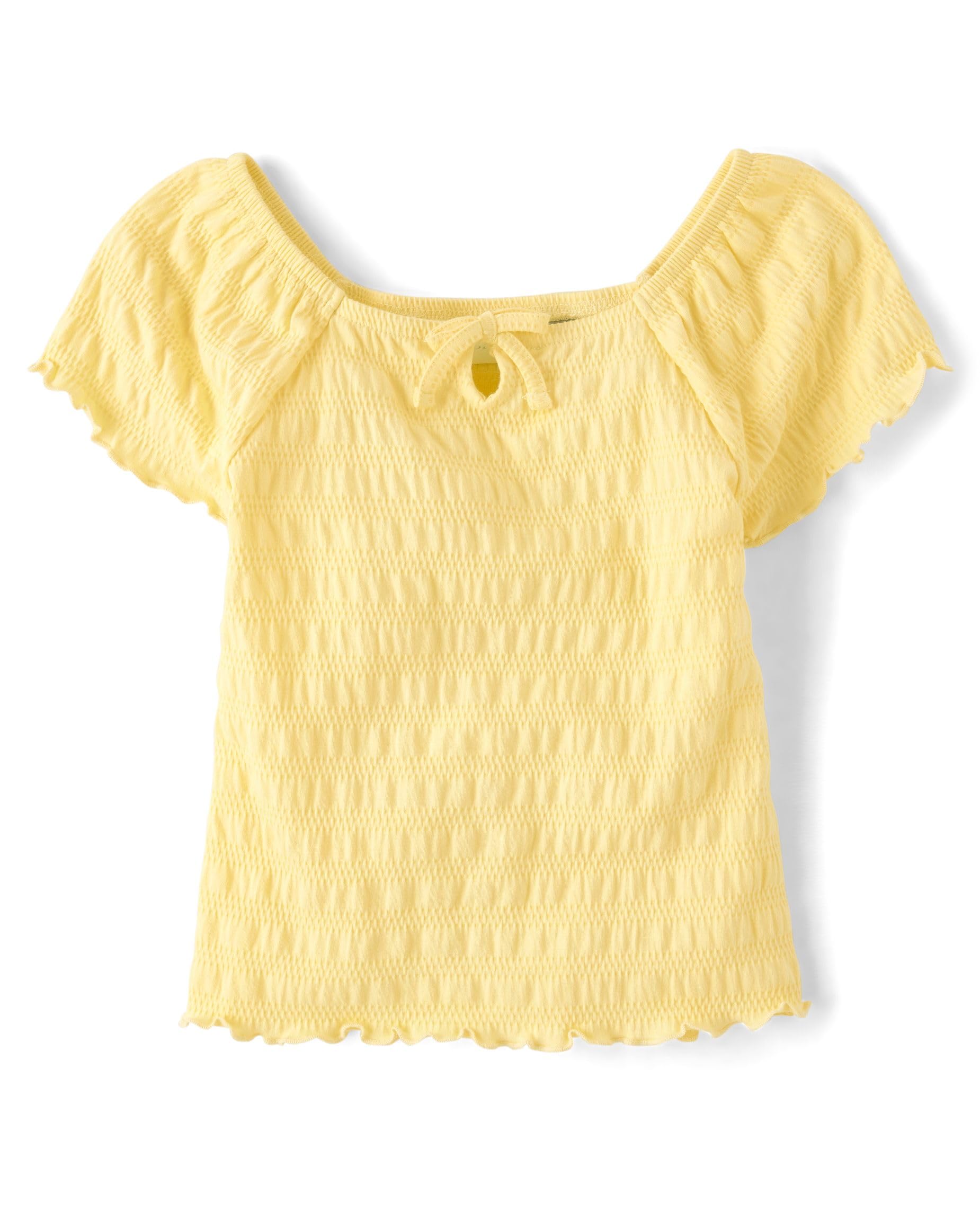 The Children's Place Girls' Smocked Short Sleeve Tops - Cute & Comfortable Summer Blouses for Toddlers & Kids - Perfect for Playdates, School & Outdoor Activities