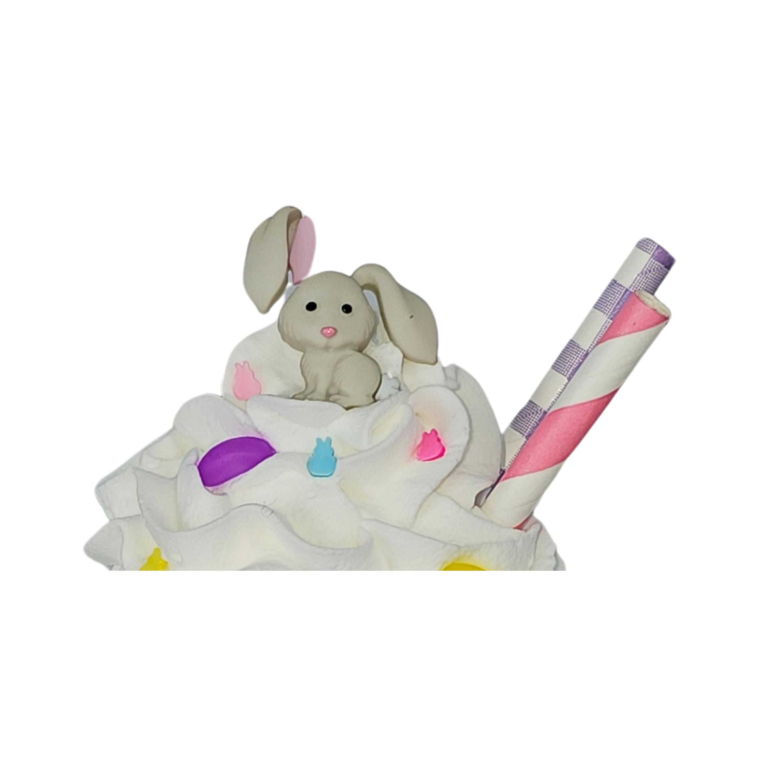 Easter Mini Mug Topper - Marshmallow Mug Decor with Fake Whipped Cream, Jelly Beans & Bunny - Perfect for Easter Tiered Trays, Spring Home Decor, Party Table Centerpieces & Holiday Gift Ideas