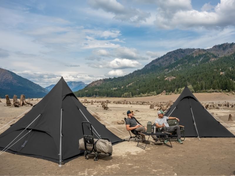 RX Pyramid Tent for Camping - 4 Person All-Season Waterproof Teepee Tent for Adults, Quick & Easy Setup, Durable Outdoor Shelter for Hiking, Backpacking & Family Camping Trips