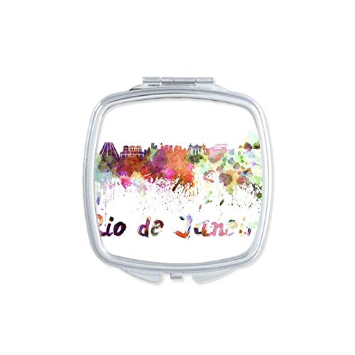 DIYthinker Rio De Janeiro Brazil City Watercolor Mirror - Portable Compact Pocket Makeup Mirror with Double Sided Glass for Travel, Home & Office Beauty Essentials