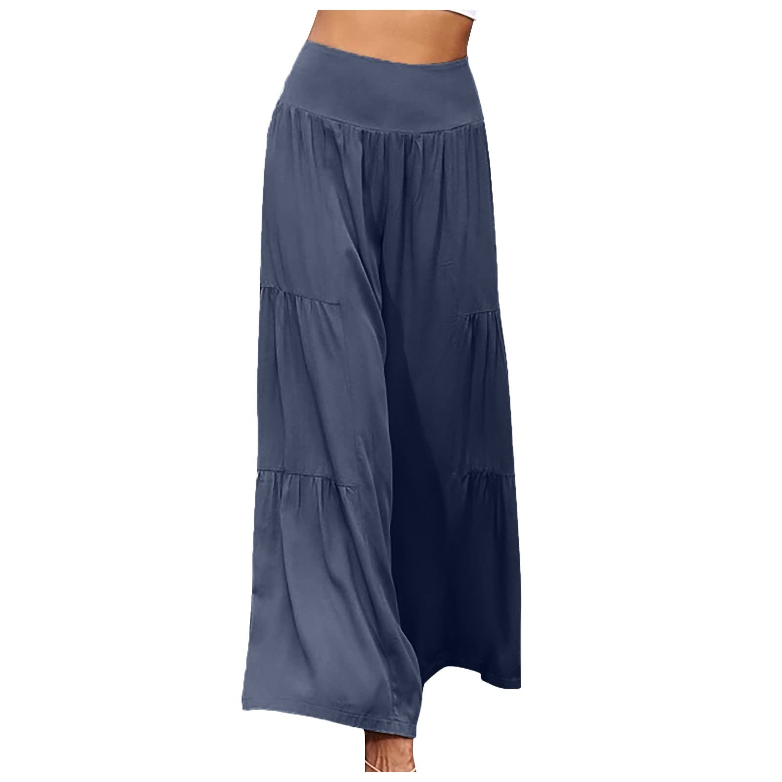 Qoxiao Women's Wide Leg Yoga Pants - High Waisted Linen Palazzo Pants for Fall Fashion | Perfect for Yoga, Lounge & Casual Wear