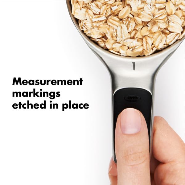 OXO Good Grips 4-Piece Stainless Steel Measuring Cups Set with Magnetic Snaps - Perfect for Baking, Cooking & Kitchen Measurement | Durable & Space-Saving Design