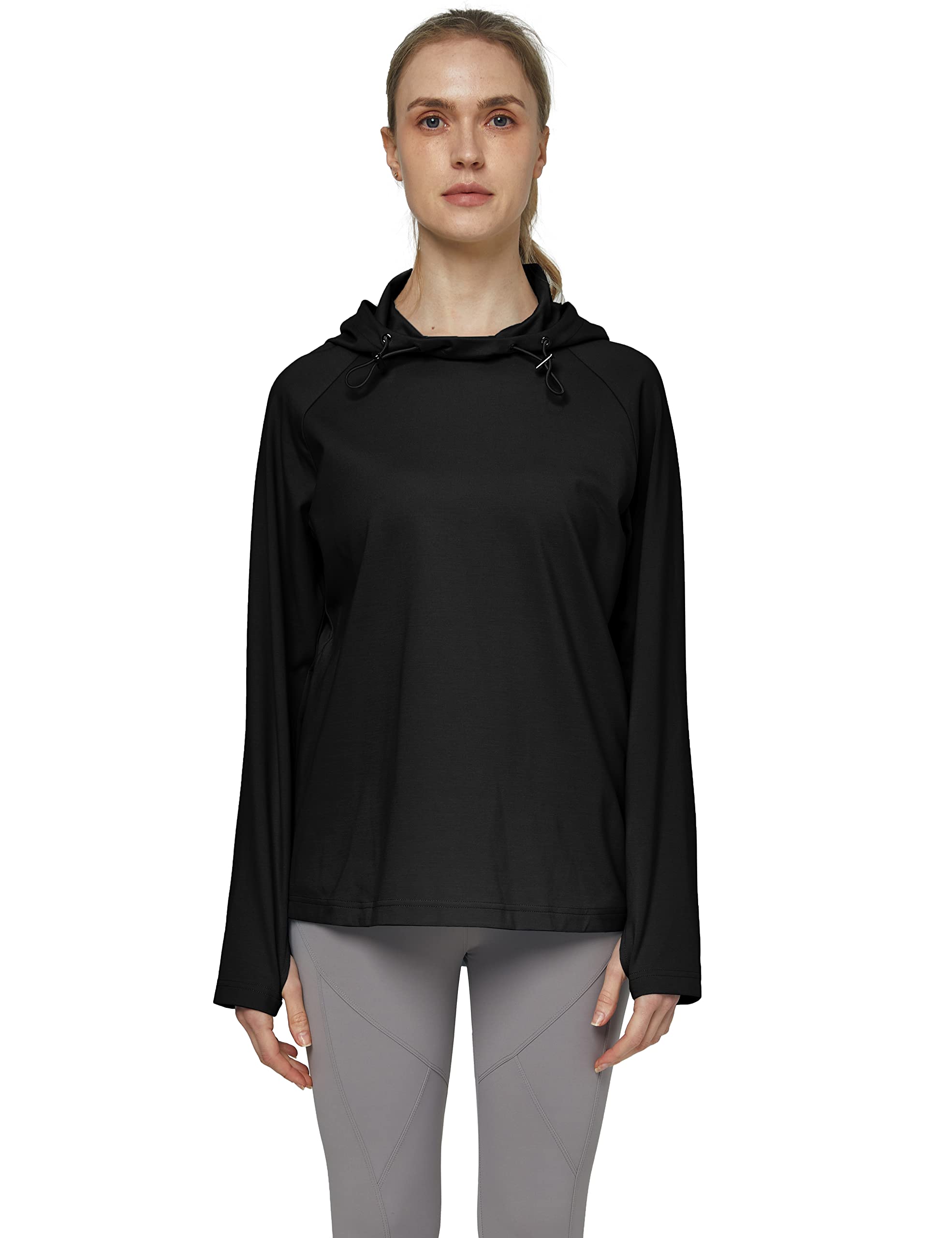 Wantdo Women's Lightweight Hooded Sweatshirt - Breathable Gym Hoodie with Pockets for Running, Yoga & Casual Wear | Long Sleeve Athletic Pullover for Workouts & Lounge