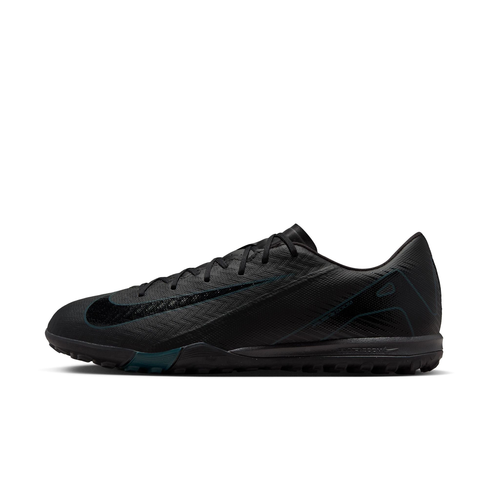 Nike Mercurial Vapor 16 Academy TF Turf Soccer Shoes for Men - Black/Black Deep Jungle - Artificial Grass & Turf Football Cleats for Training & Matches