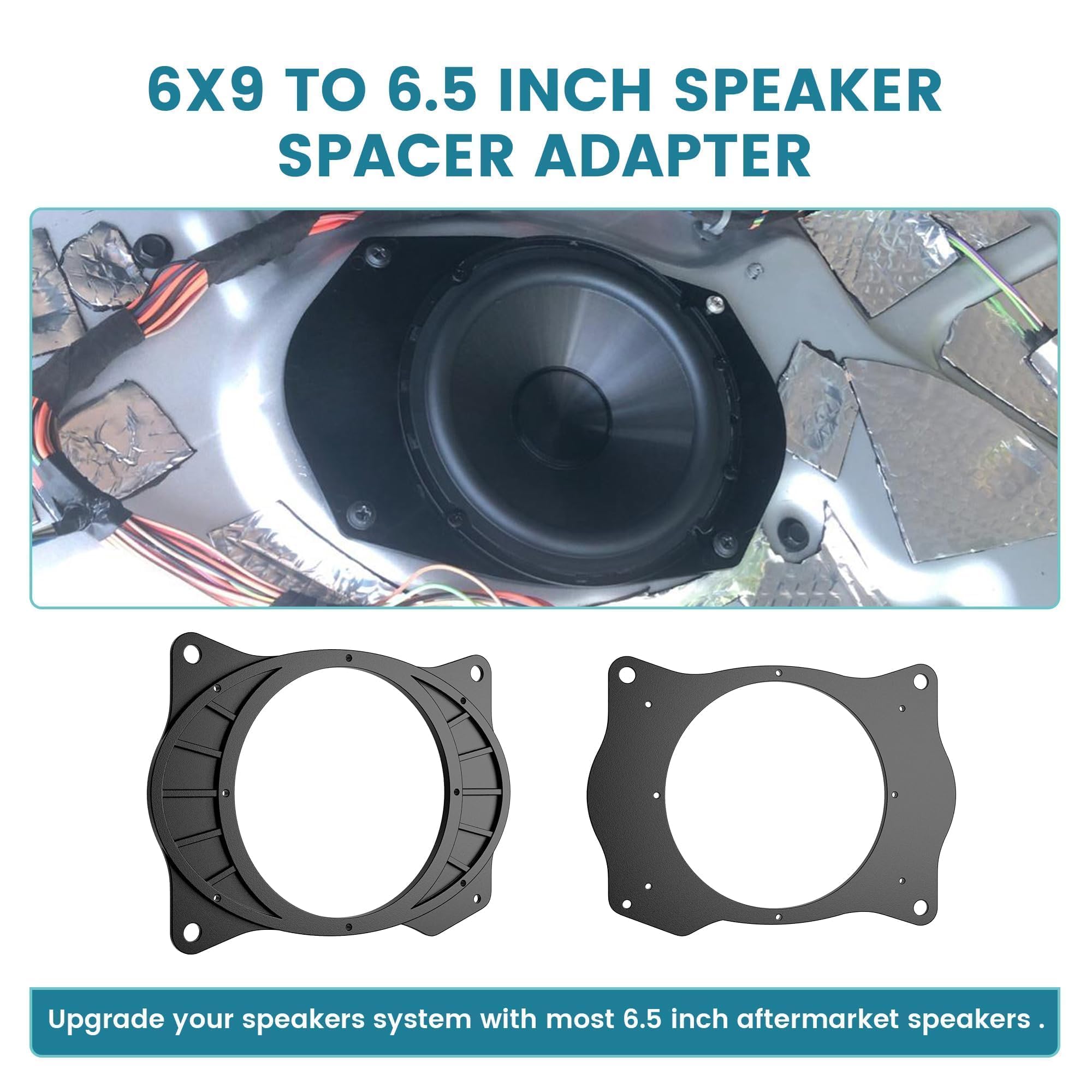 NuIth 6x9 to 6.5 Inch Speaker Adapter Spacer Rings - Compatible with Toyota Camry (2002-2011), Corolla (2003-2013), Yaris (2007-2015), Solara (2004-2009) - 6.5