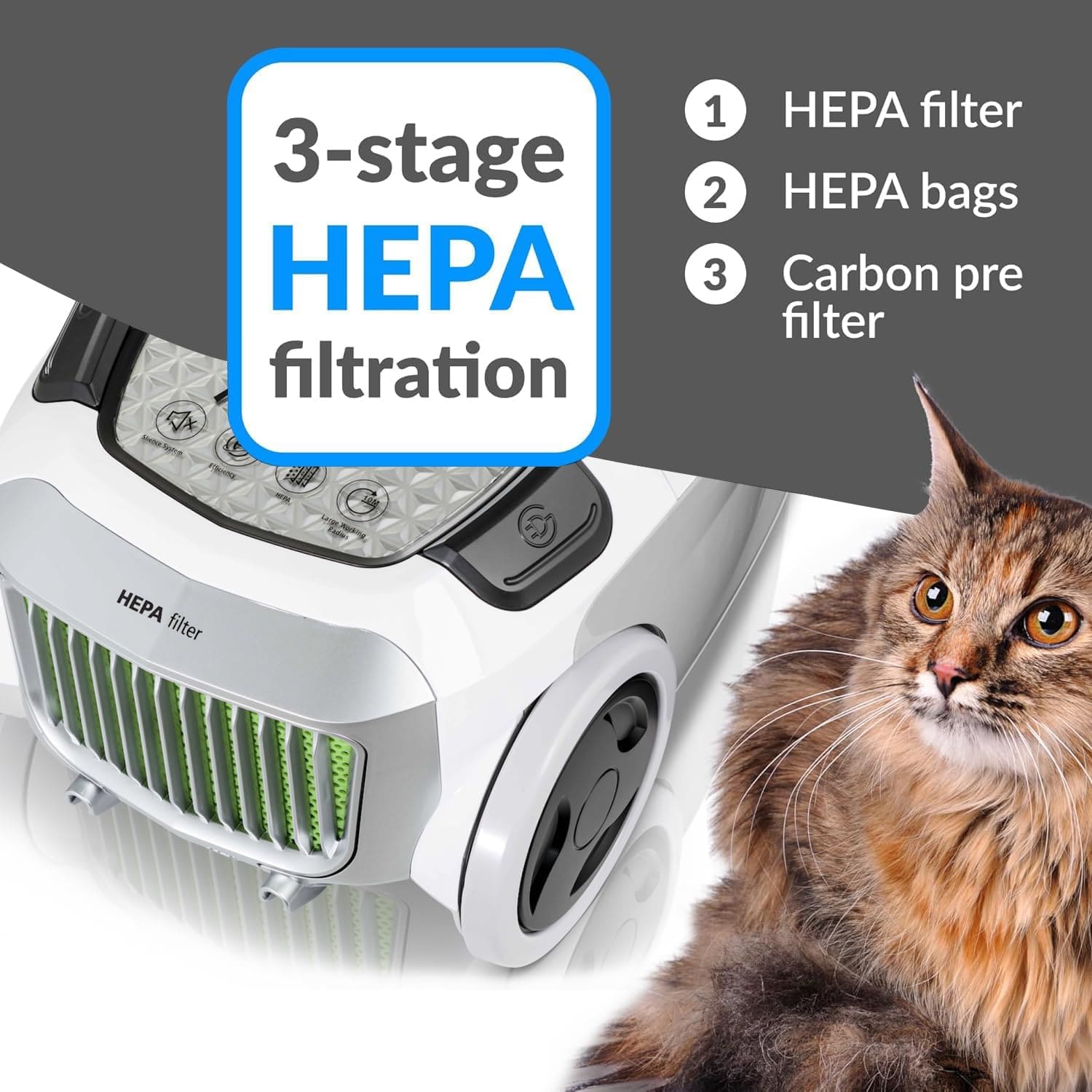 Prolux Tritan Canister Vacuum Cleaner with Sealed HEPA Filtration System & Powerful 12 Amp Motor - Ideal for Pet Hair, Allergies & Deep Home Cleaning