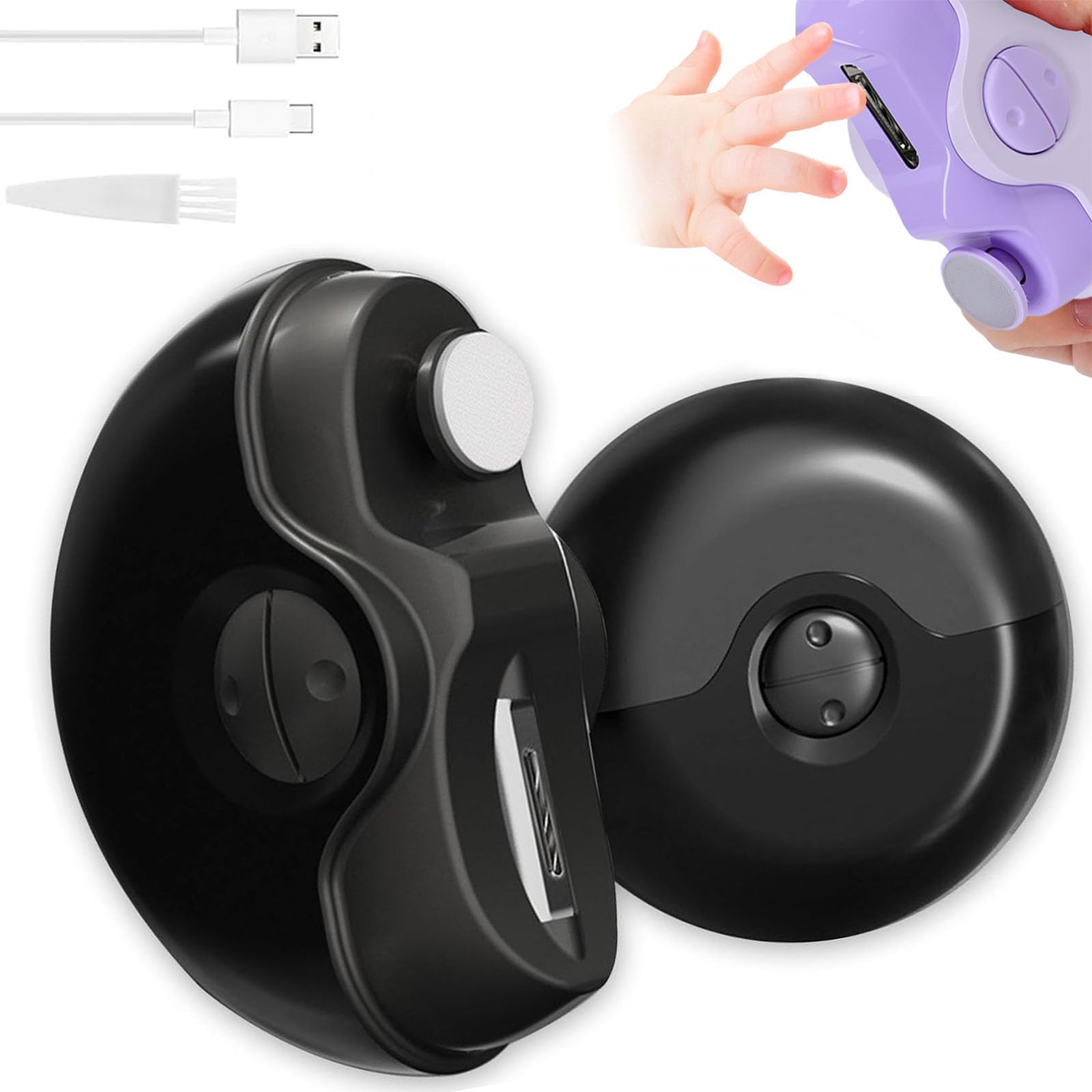 2 in 1 Electric Nail Clipper & Polisher - Automatic Nail Trimmer with 2 Speed Settings, Professional Fingernail & Toenail Clippers for Men, Women, Seniors & Kids (Black) - Perfect for Home, Travel & Salon Use