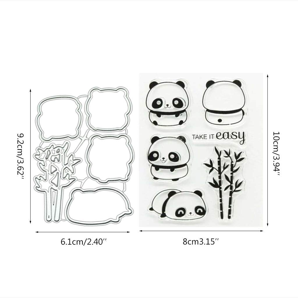 DIY Card Making Panda Clear Stamps and Dies Set - Rubber Stamps for Scrapbooking, Greeting Cards & Crafting | Perfect for Handmade Cards, Invitations & Paper Crafts