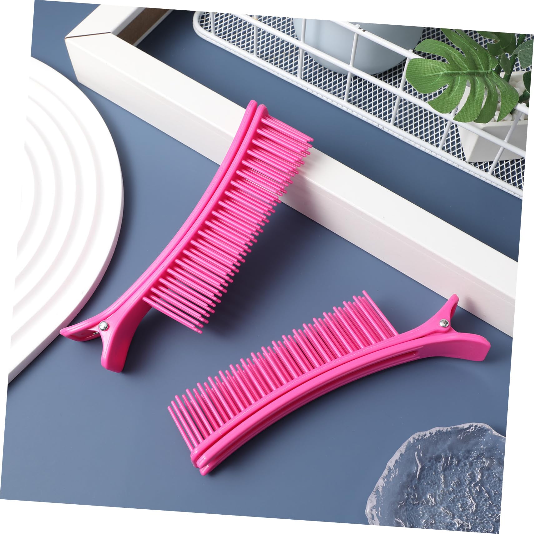Kichvoe 2-Pack Extra Large Hair Sectioning Clips for Curly Hair - Salon Quality Styling Tools with Large Round Mirror, Perfect for Makeup & Hairdressing (Pink)
