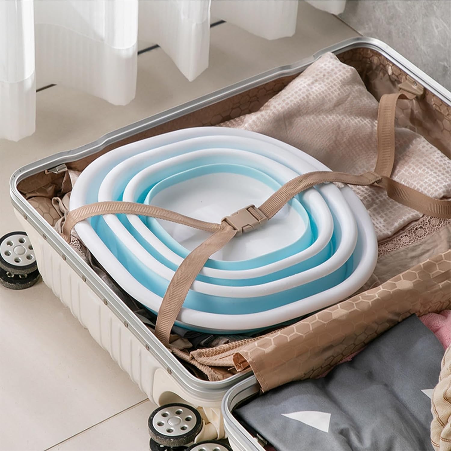 Portable Collapsible Foot Bath Tub for Above Ground Swimming Pools - Gray Foot Wash Basin with Drain Plug | Spa Pedicure, Outdoor Relaxation & Poolside Foot Care Accessory