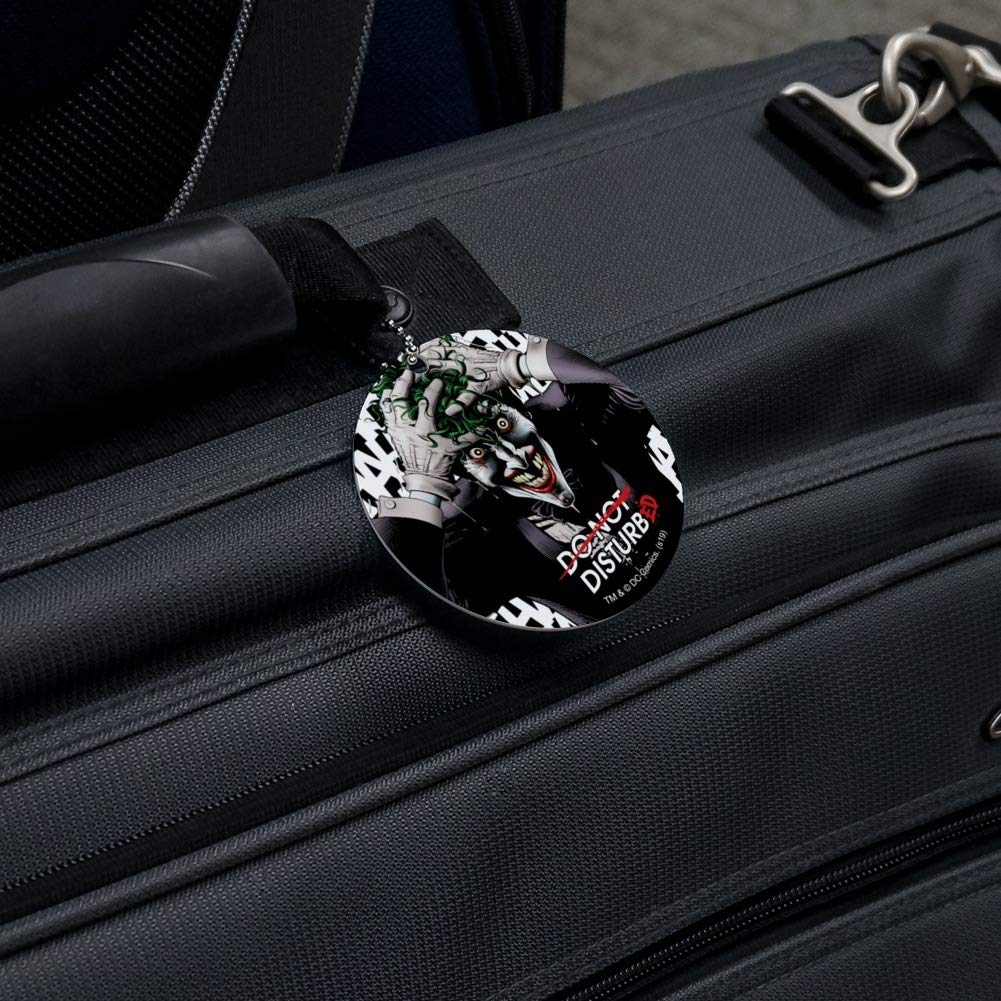 Batman Disturbed Joker Round Luggage ID Tag - Personalized Suitcase Name Tag for Carry-On Bags - Perfect for Travel, Cosplay & Comic Conventions