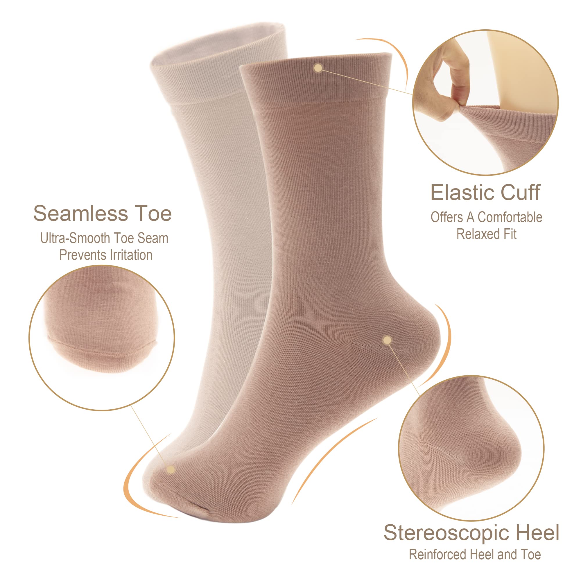 Women's Thin Crew Socks - Soft Cotton Dress Socks for Business & Casual Wear (3-6 Pairs) - Perfect for Office, Travel & Everyday Comfort