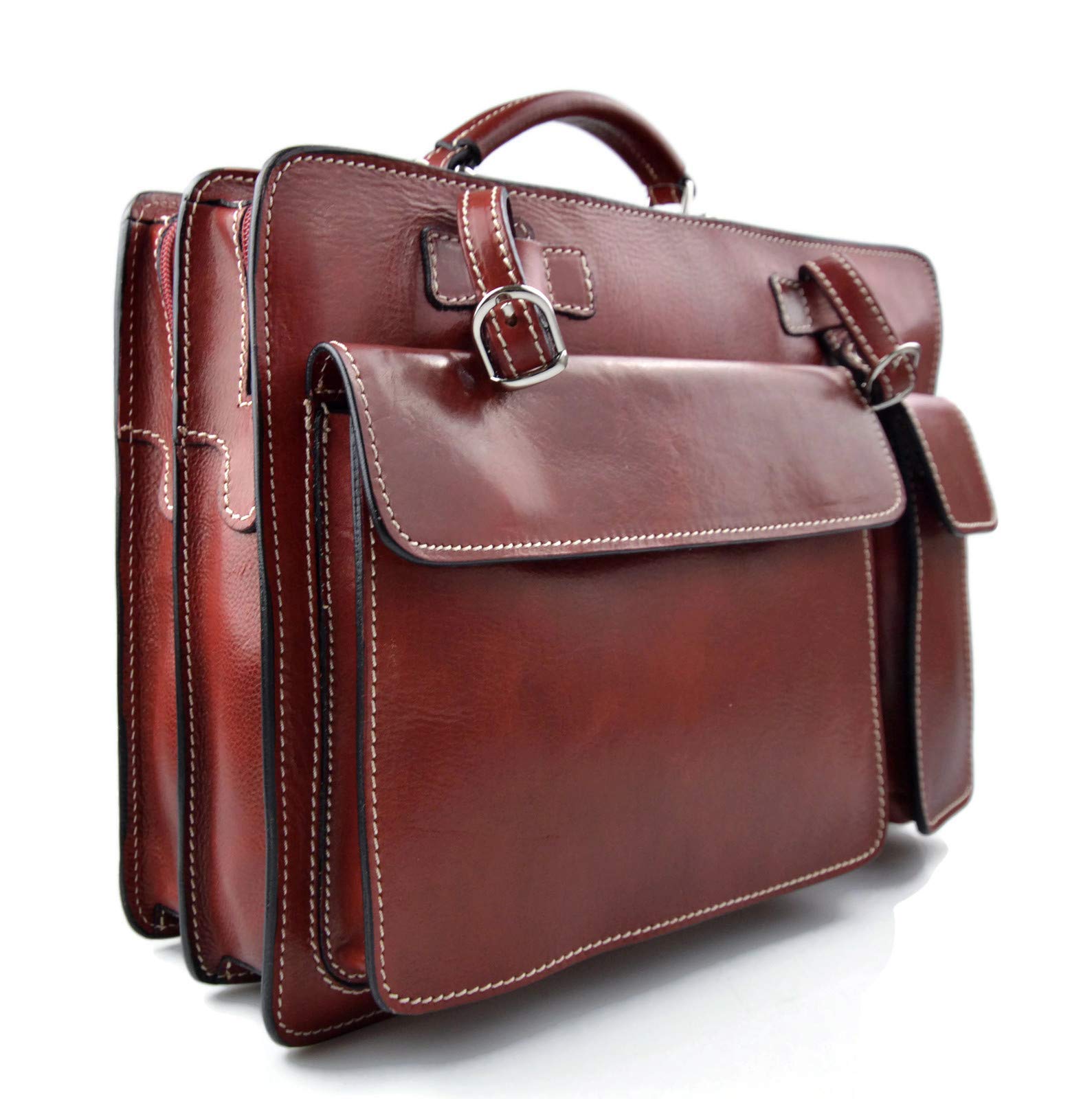 Premium Genuine Leather Shoulder Bag for Women & Men - Business Briefcase, Messenger Bag, Office Document Folder - Stylish Carry On Work Bag (Red) - Perfect for Business Travel, Commuting & Professional Meetings