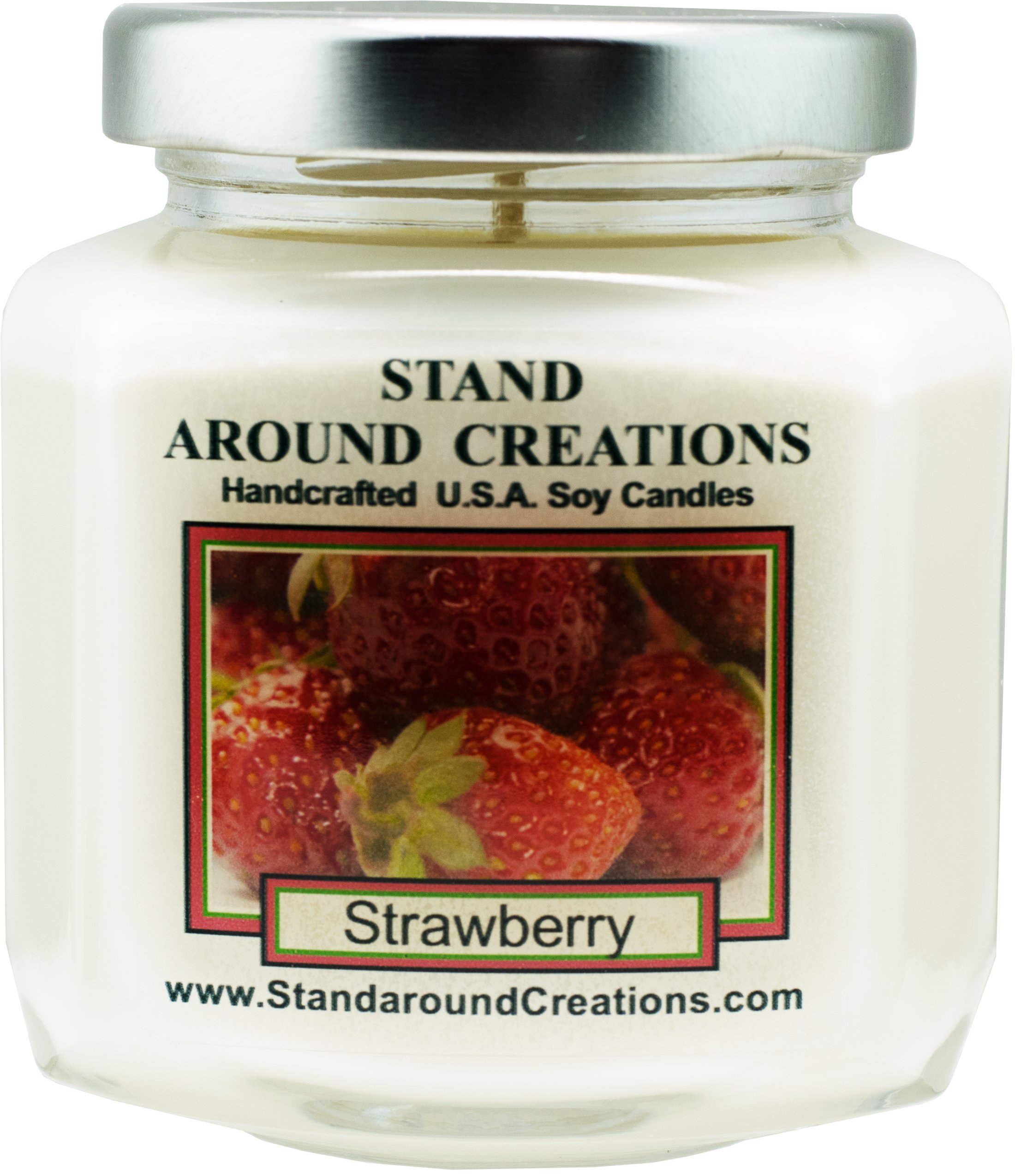 Premium 100% Soy Wax Candle - 6oz Hex Jar - Strawberry Scent with Natural Oils | Fresh & Juicy Vine-Ripe Strawberry Fragrance | Home Decor, Relaxation & Aromatherapy Gift